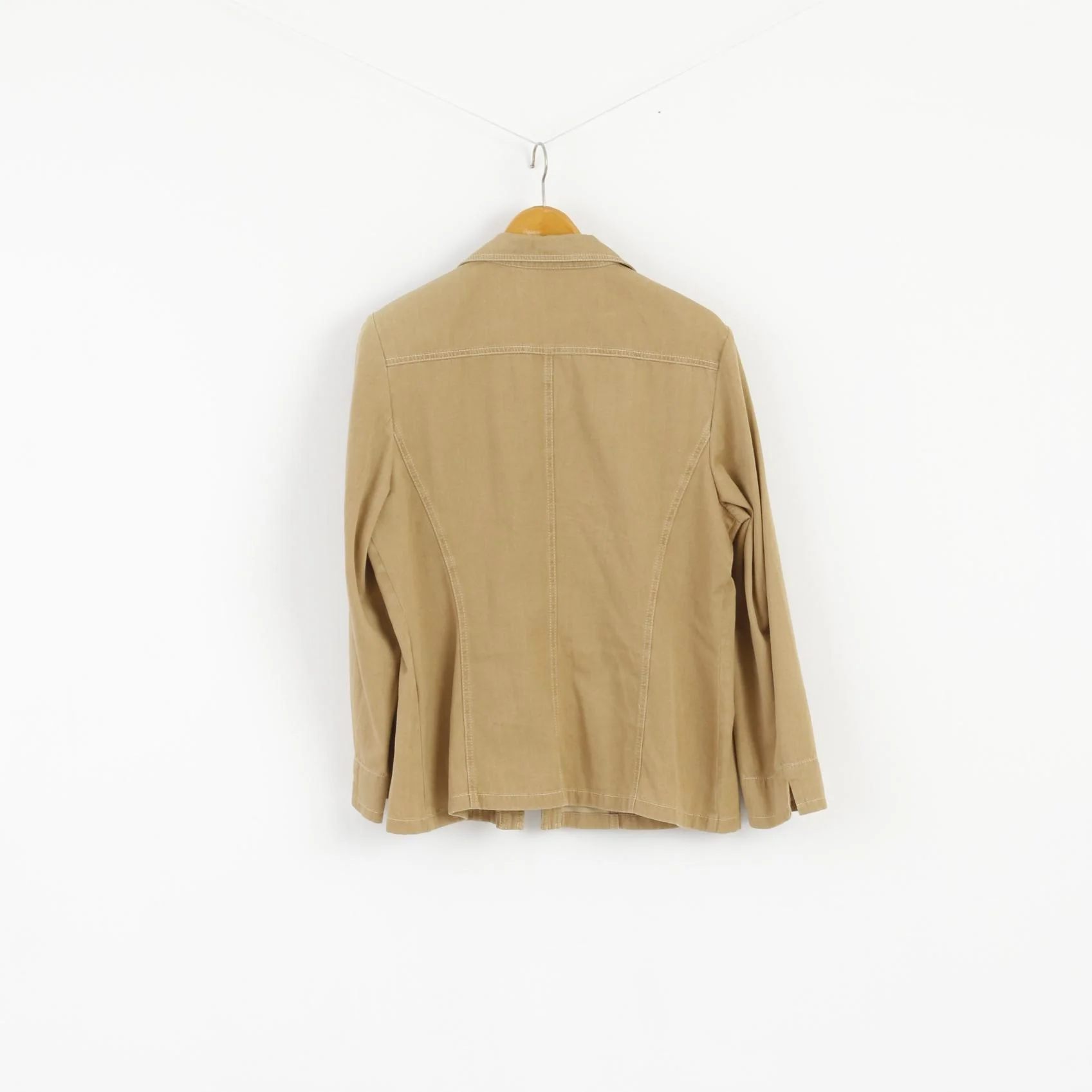 CATHERINA HEPFER Womens 18 44 Jacket Beige Zip Up Classic Cotton Blazer - Image 7