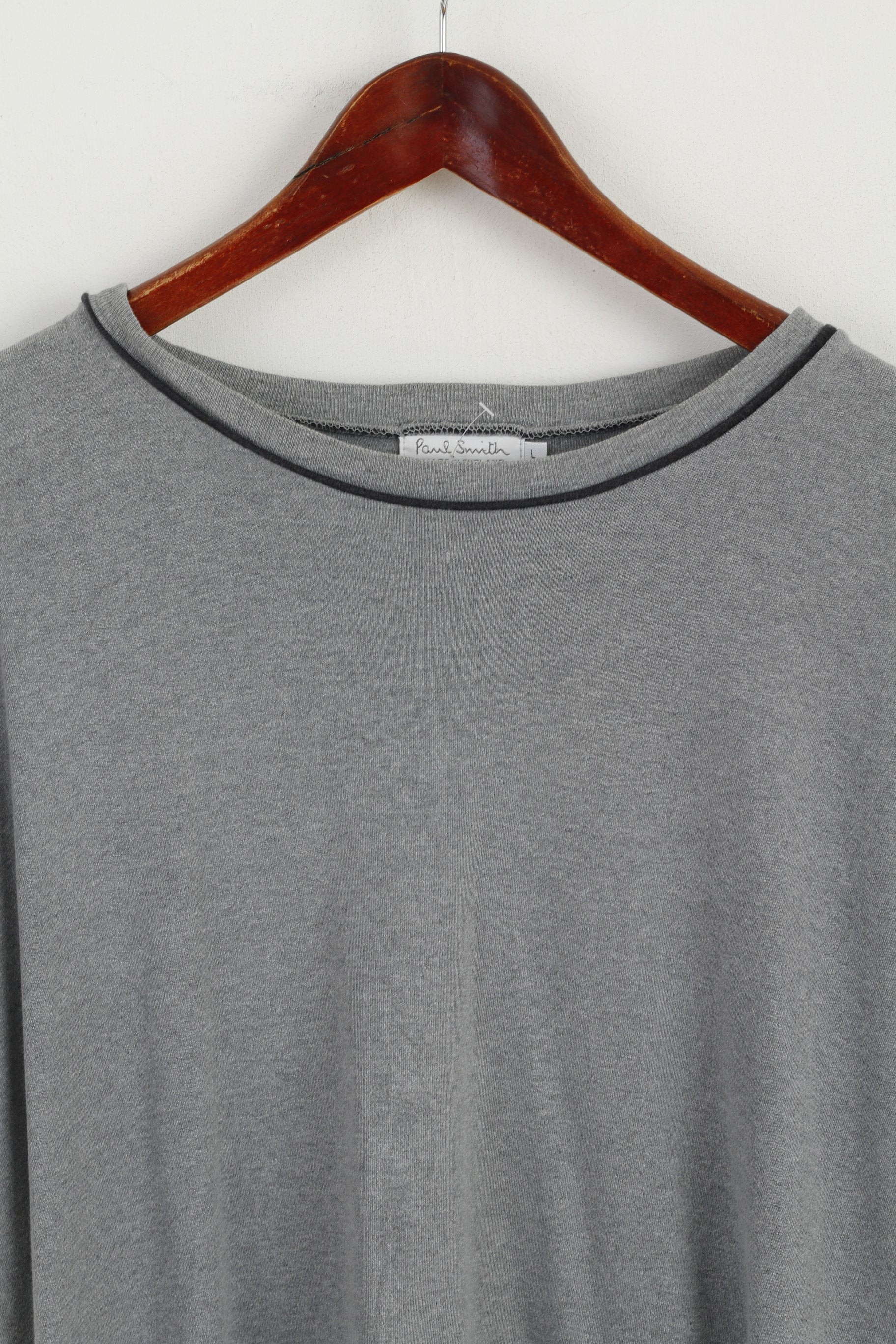 Paul Smith Men L Shirt Grey Cotton Crew Neck Plain Classic Short Sleeve Top - Image 2