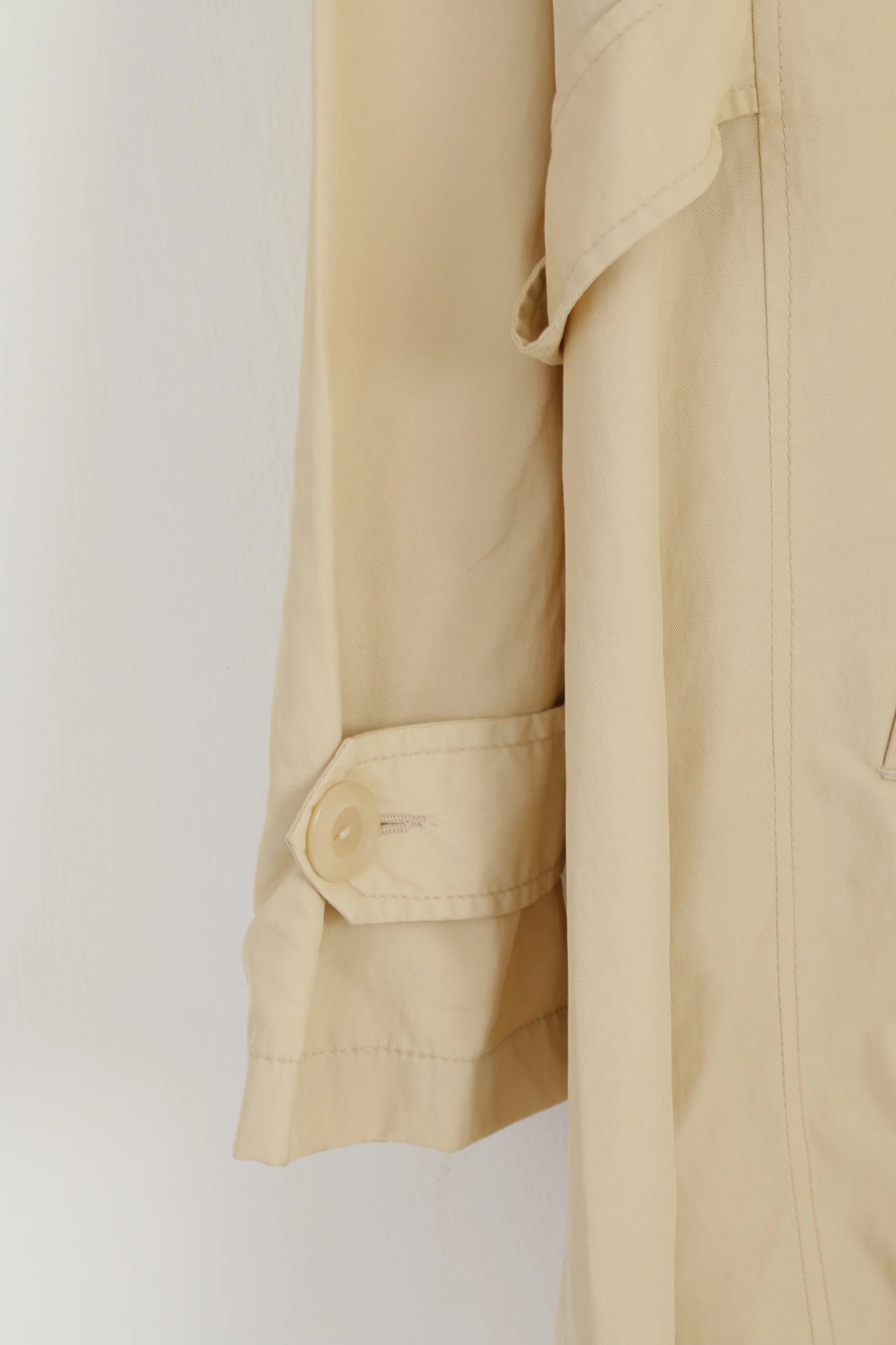 Via Appia Due Wome 48 XXL Coat Cream Cotton Nylon Blend Classic Single Breasted Trench - Image 3
