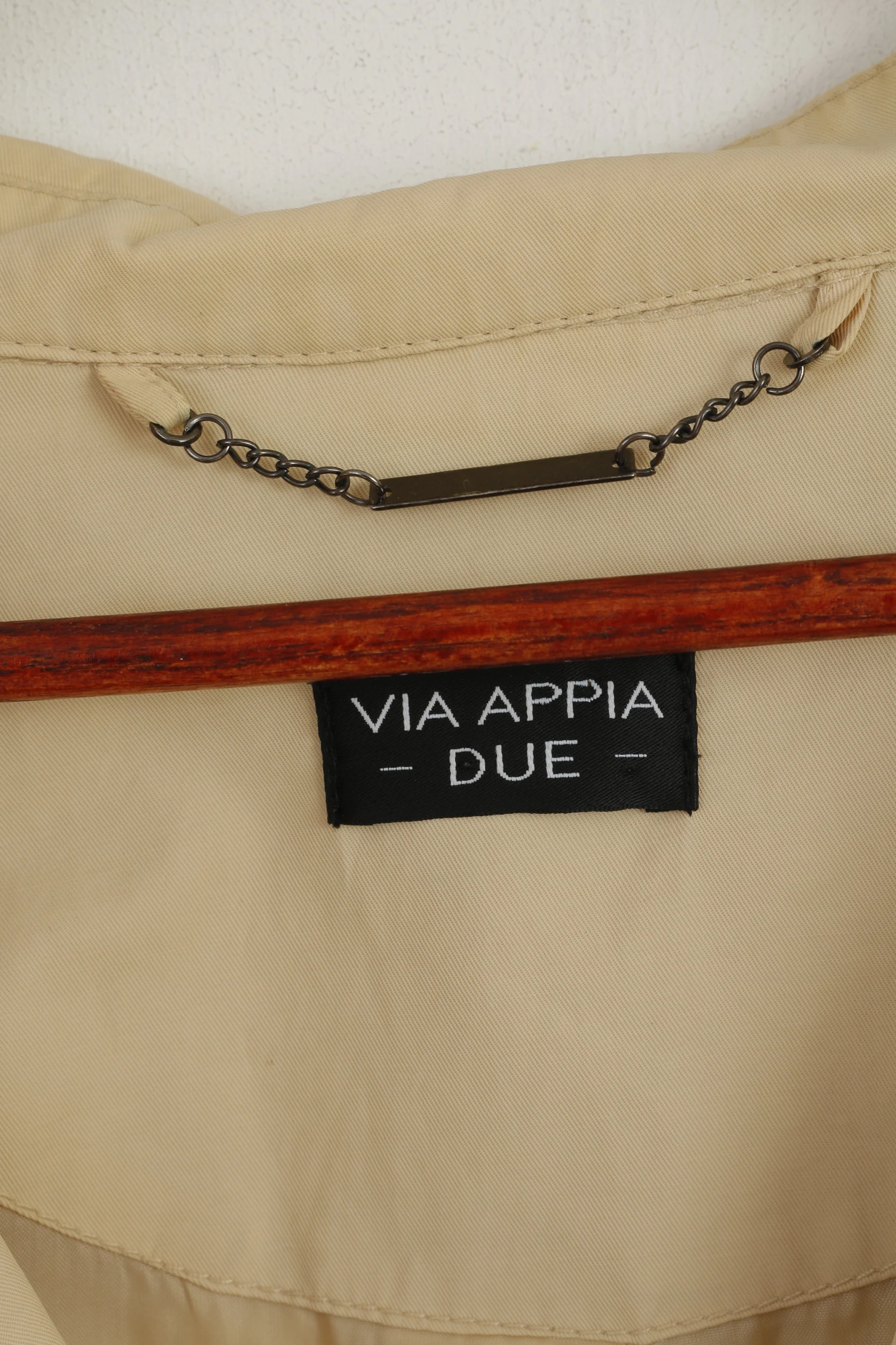Via Appia Due Wome 48 XXL Coat Cream Cotton Nylon Blend Classic Single Breasted Trench - Image 4