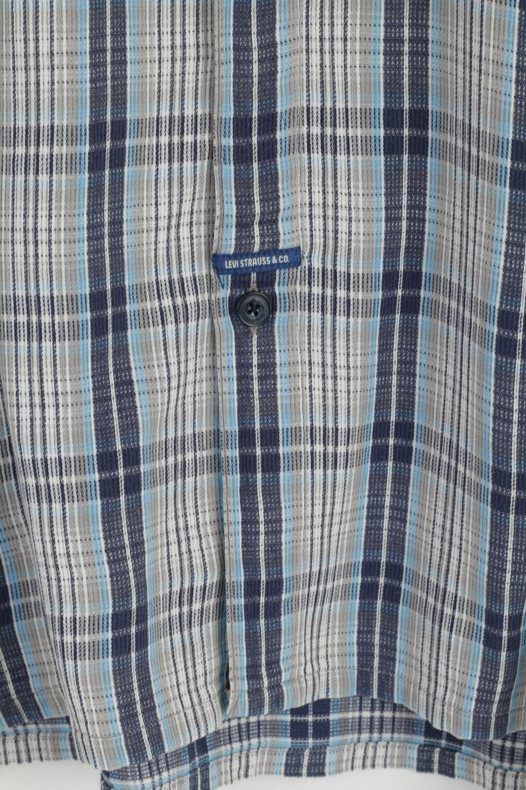 Levi's Men M (L) Casual Shirt Blue Check 100% Cotton Pocket Long Sleeve Top - Image 3