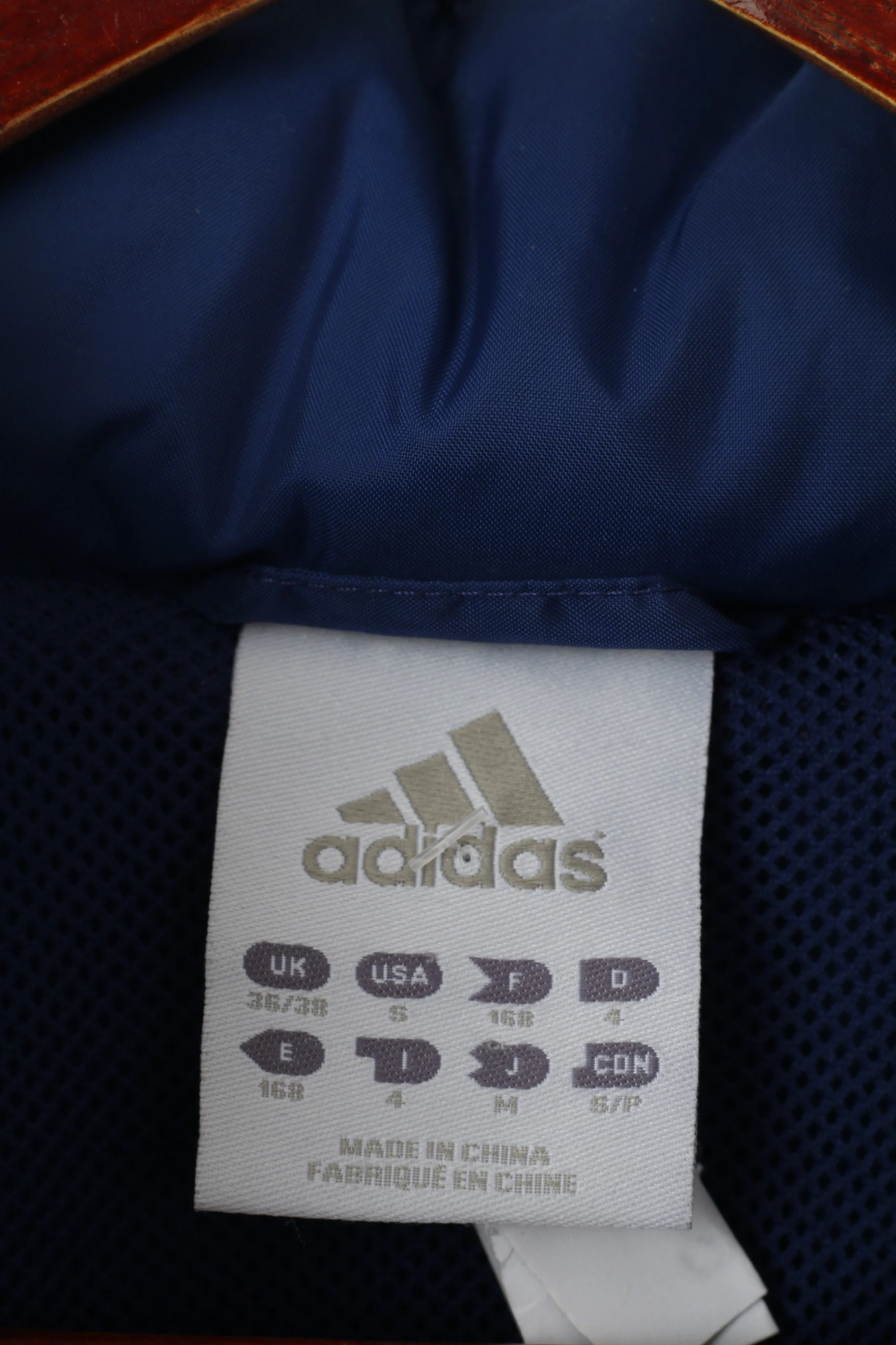 Adidas Men M 168 Jacket Navy Nylon Waterproof Nylon Full Zipper Hidden Hood Top - Image 4