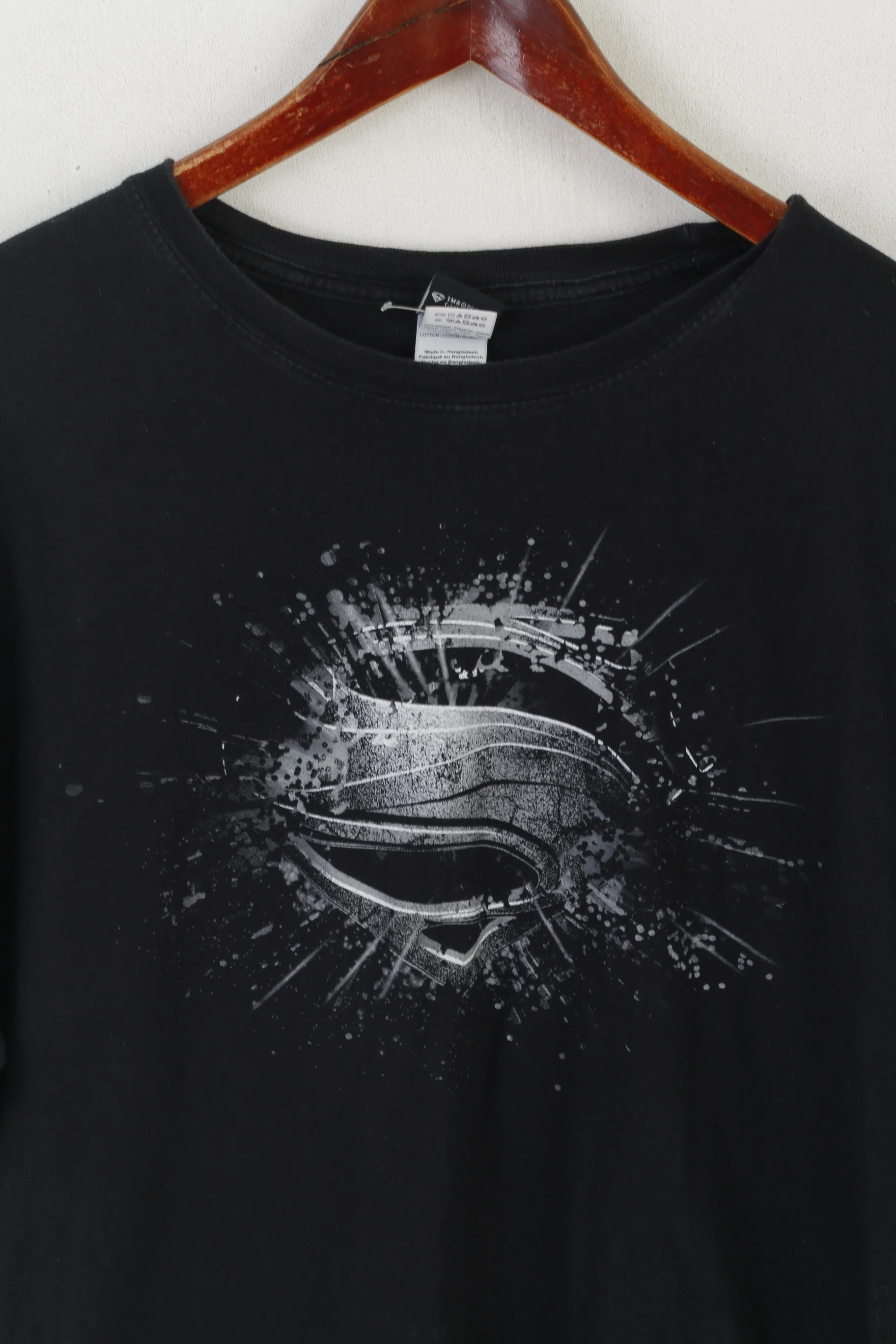 Gildan Man Of Steel Men 2XL T- Shirt Black Cotton Graphic Vintage Crew Neck Top - Image 2
