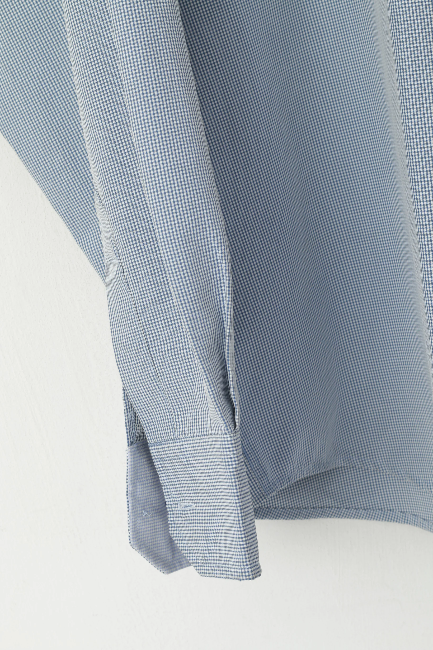 Thomas Browne Men XL Casual Shirt Blue Cotton Check Custom Modal Long Sleeve Top - Image 3