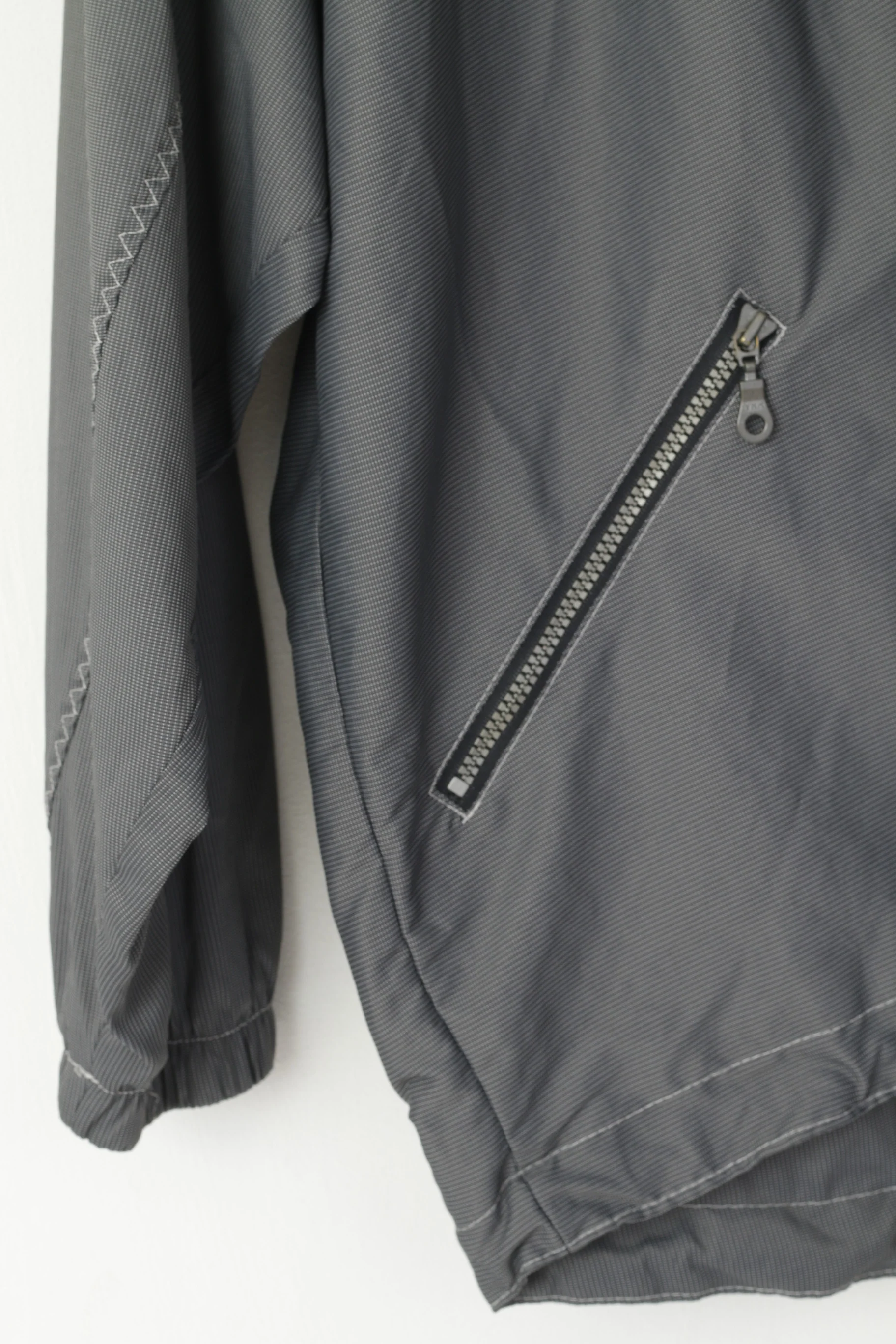Loffler Men XXL Jacket Grey Shiny Nylon Sportswear Full Zipper Oldschool Top - Image 3
