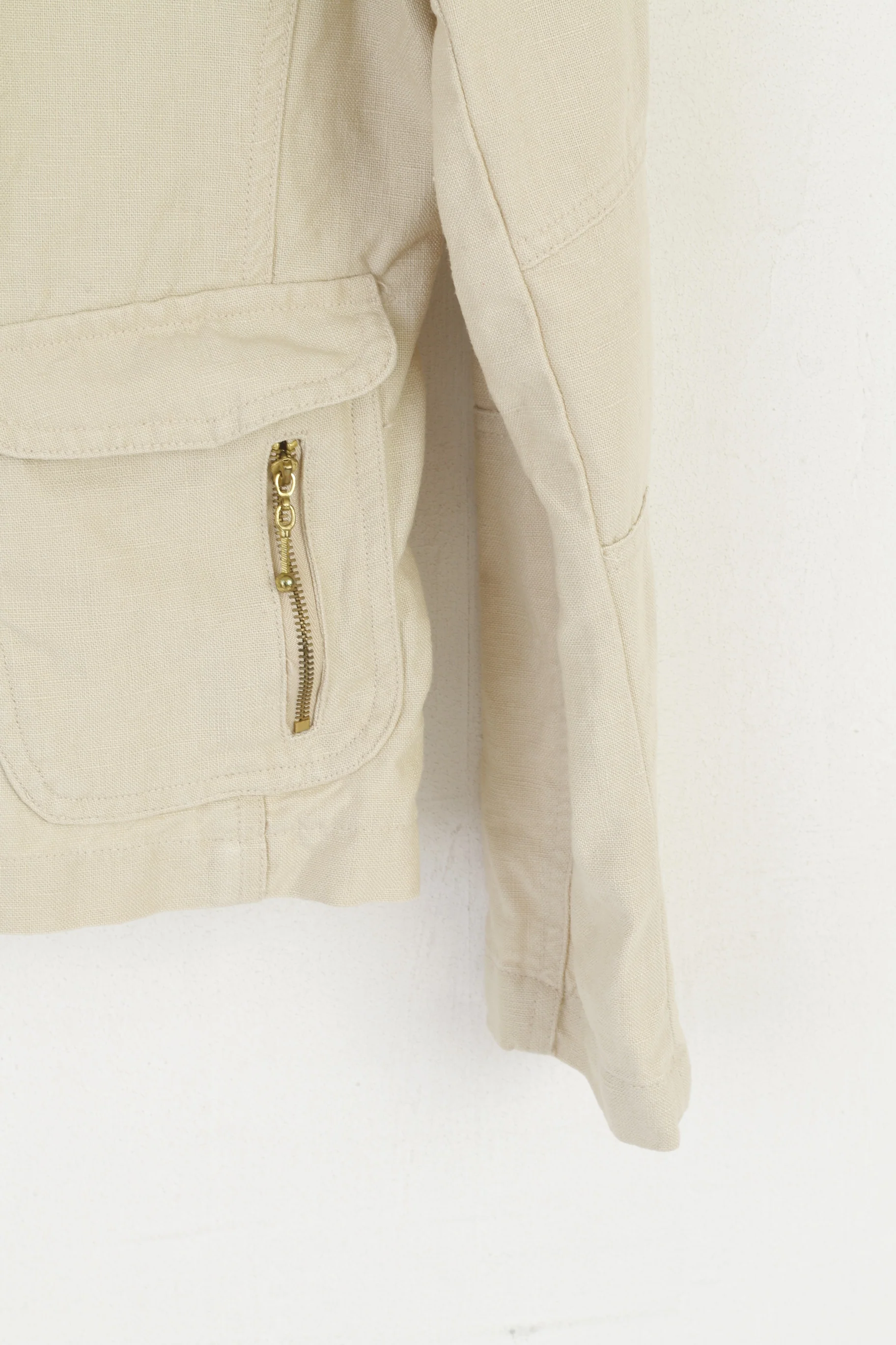 Yumi Mazao Women 40 S Jacket Beige Vintage 100% Linen Norah Blazer - Image 3