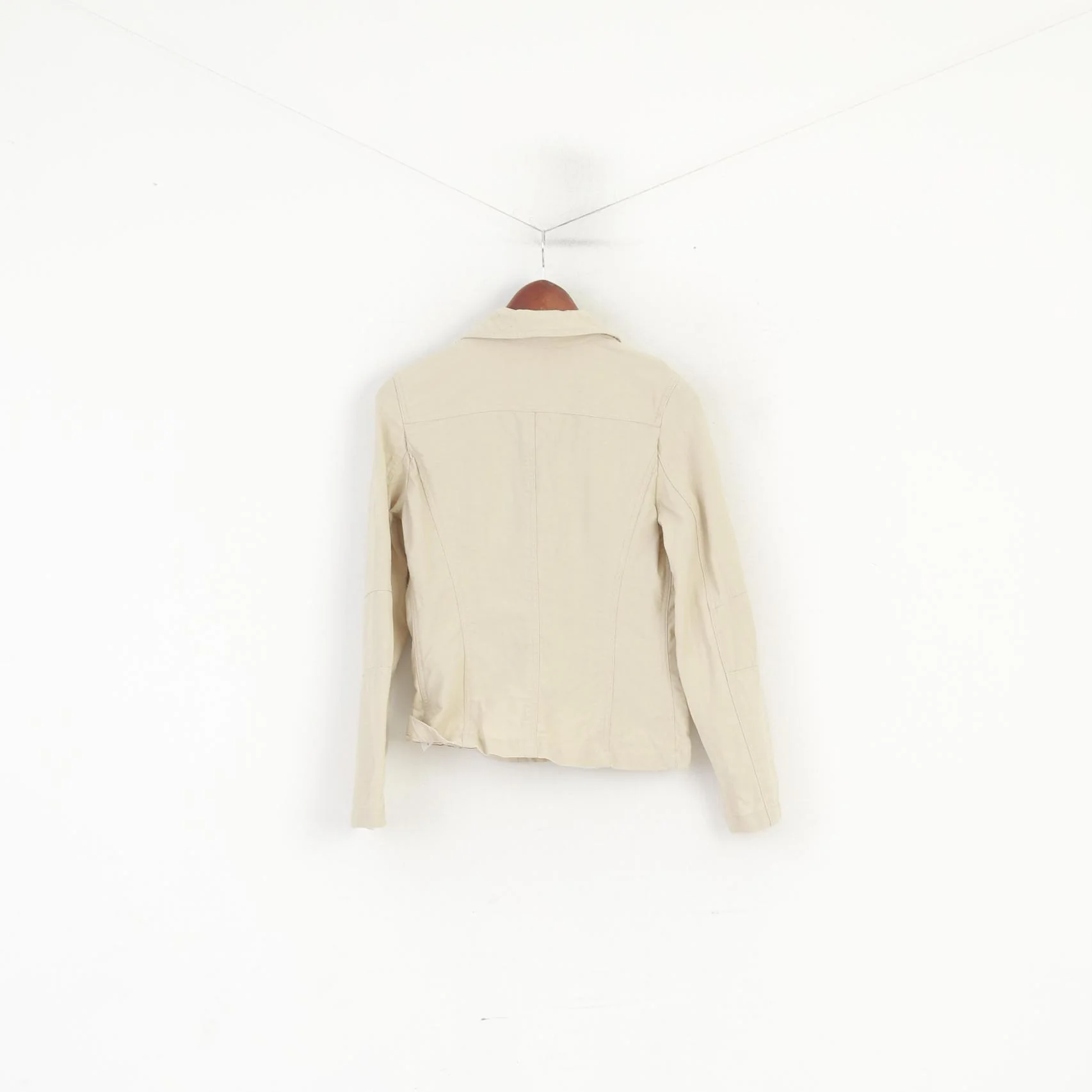 Yumi Mazao Women 40 S Jacket Beige Vintage 100% Linen Norah Blazer - Image 8