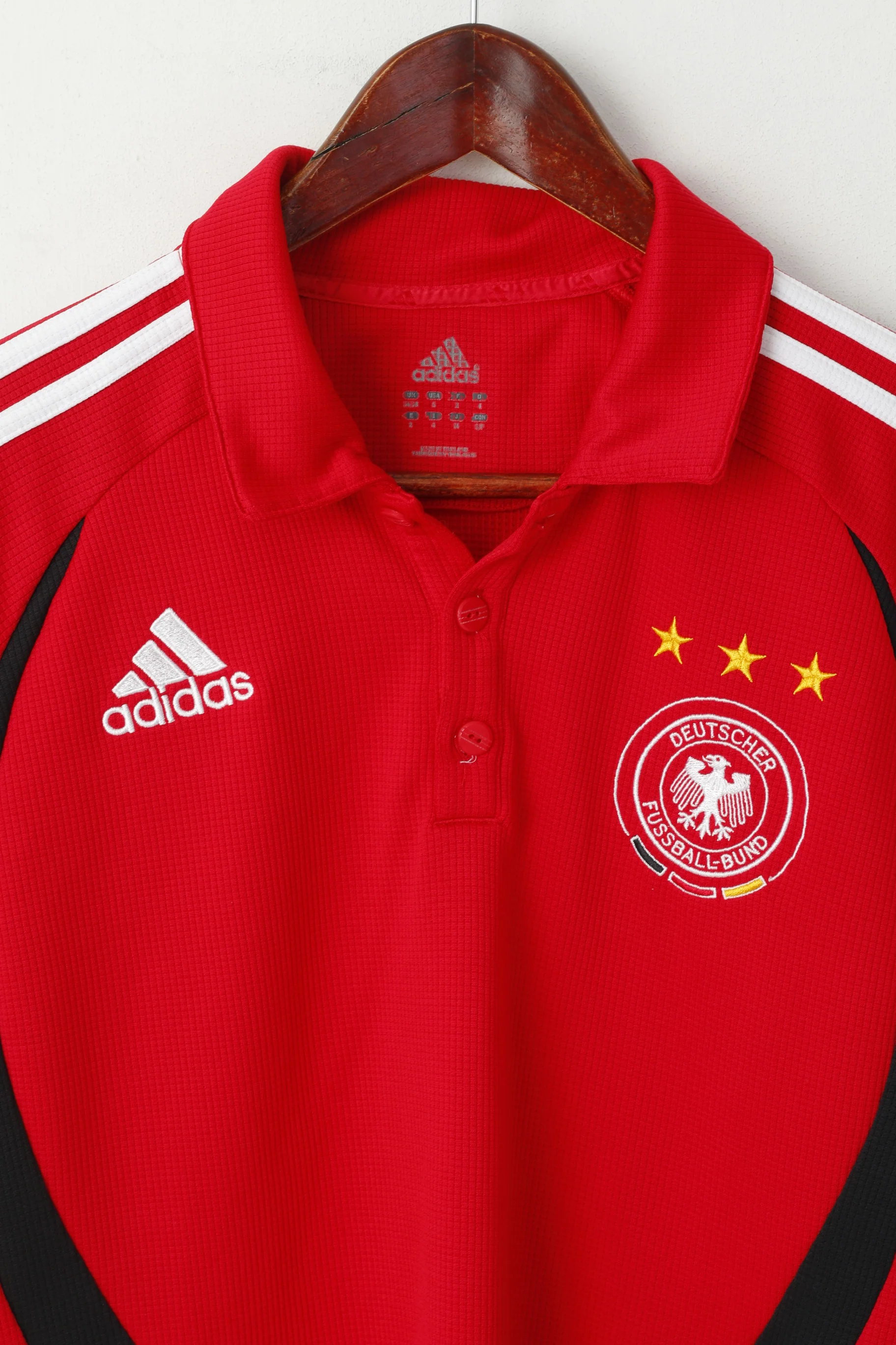 Adidas Men S Polo Shirt Red Deutscher German Fussball Bund 2005 Jersey Top - Image 2