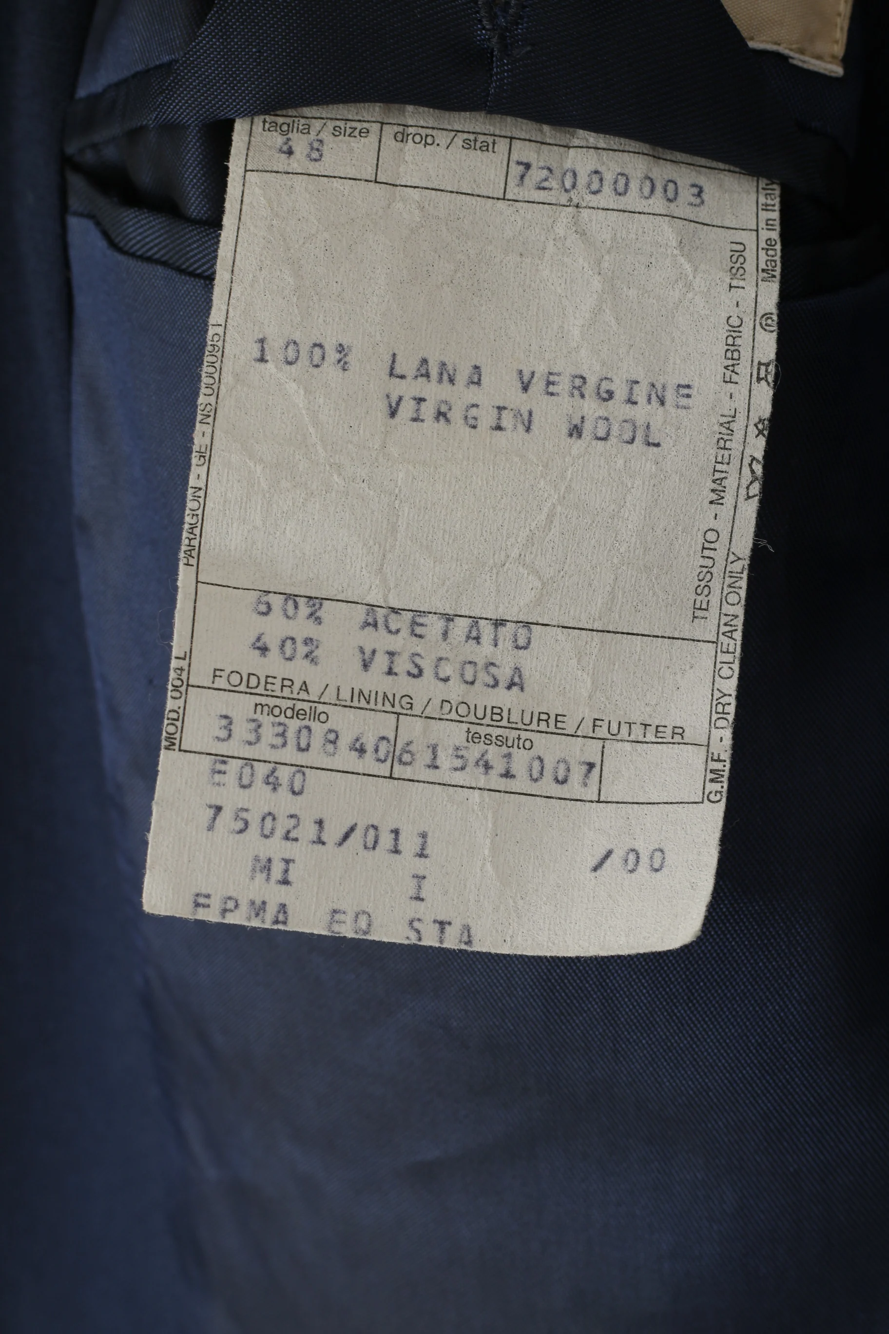 Millibar Men 48 38 Blazer Navy Blue Wool Vintage Made in Italy Single Breasted Jacket - Image 5