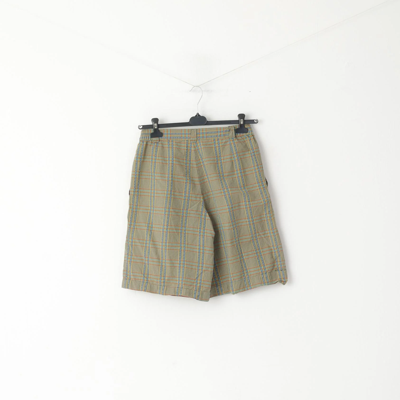 Redgreen Men 40 S Shorts Green Blue Check 100% Cotton Retro Summer - Image 5