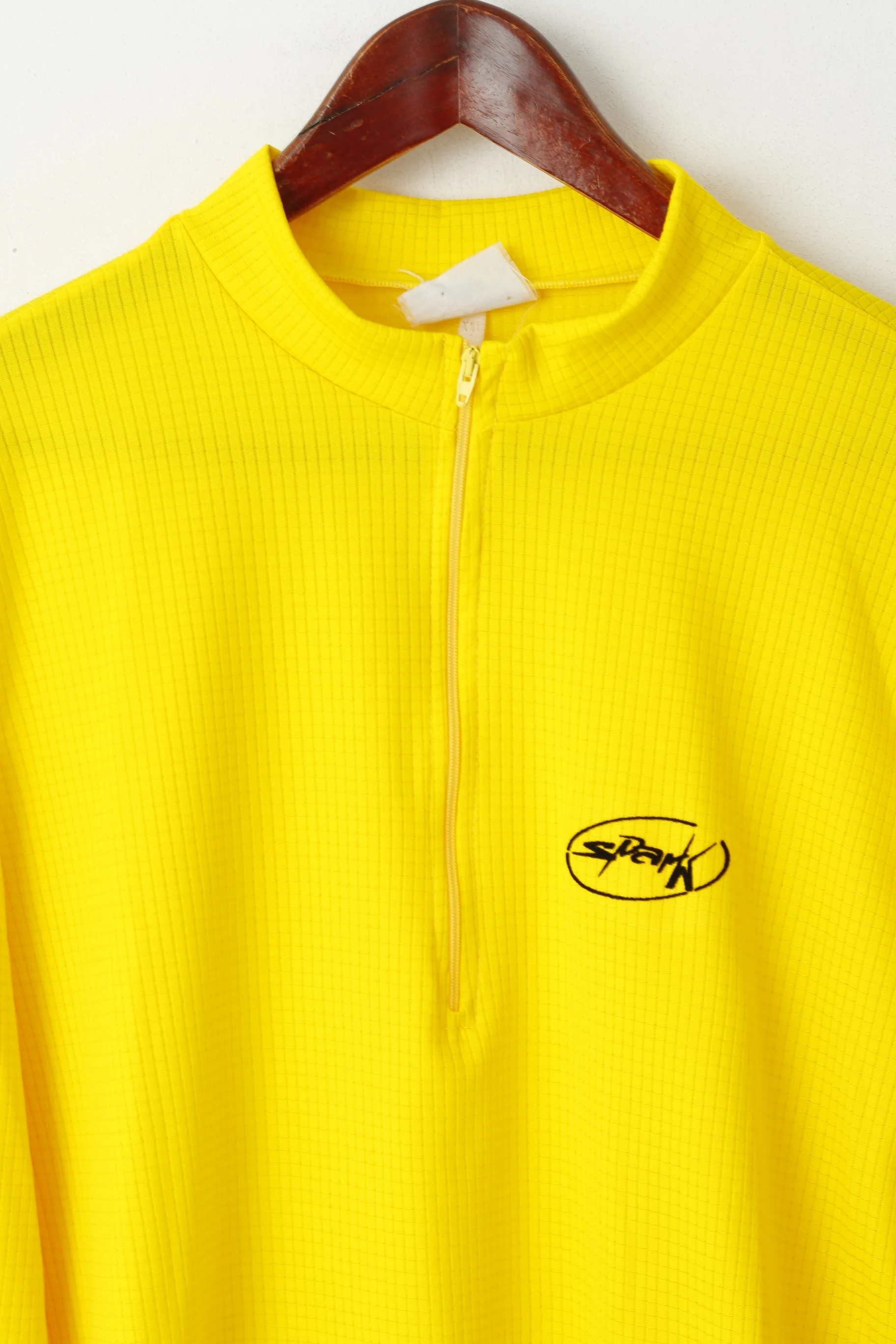 Spark Men XXL Cycling Shirt Yellow Stretch Zip Neck European Bike Equipment Top - Image 2