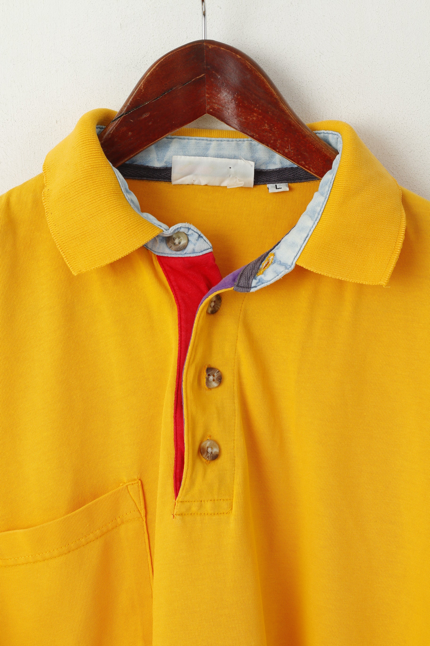Galvin Green Men L Polo Shirt Yellow Cotton Vintage Wide Cut Golf Sportswear Top - Image 2
