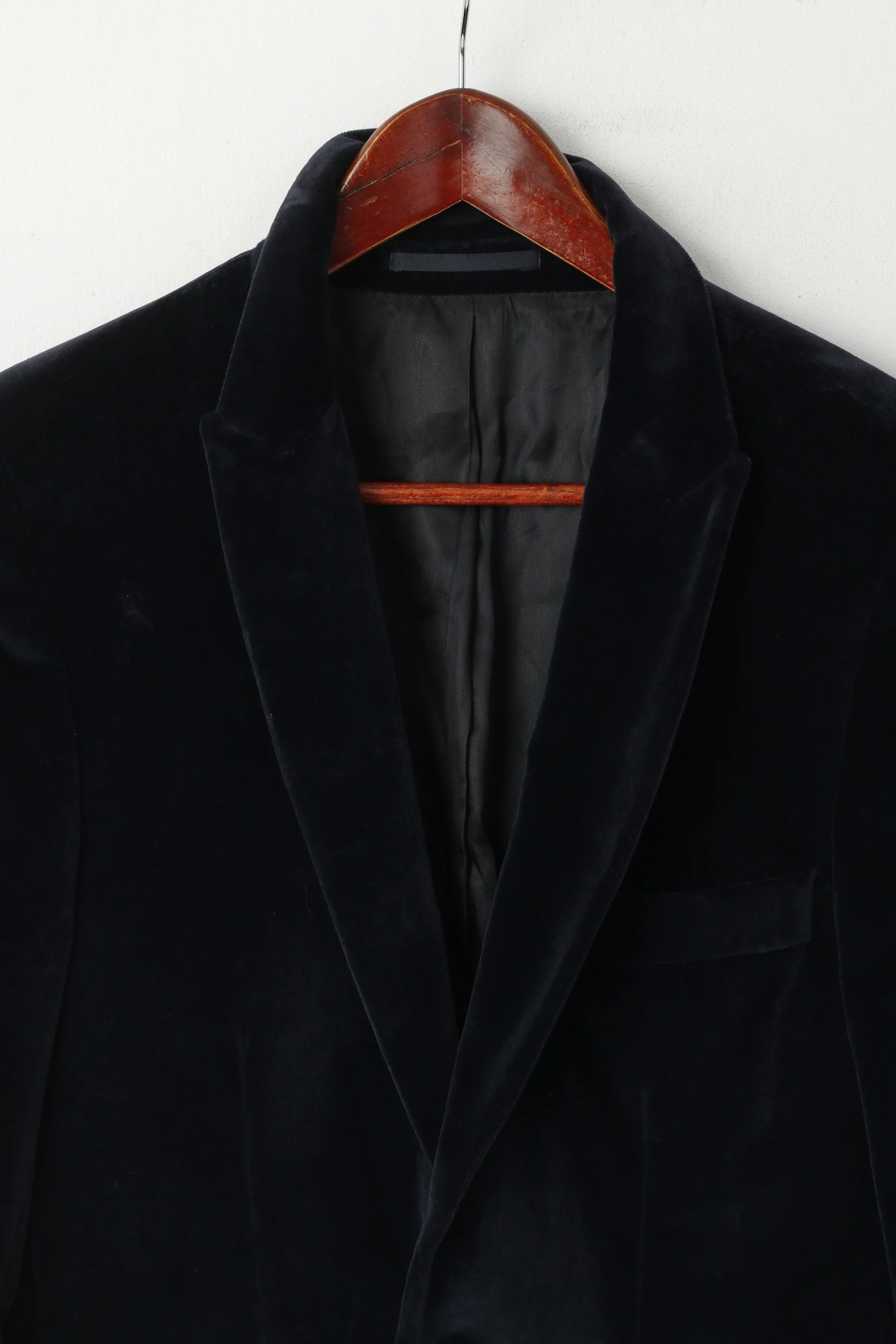 Mads Norgaard Copenhagen Men 48 38 S Blazer Navy Velvet Shiny Single Breasted Jacket - Image 2