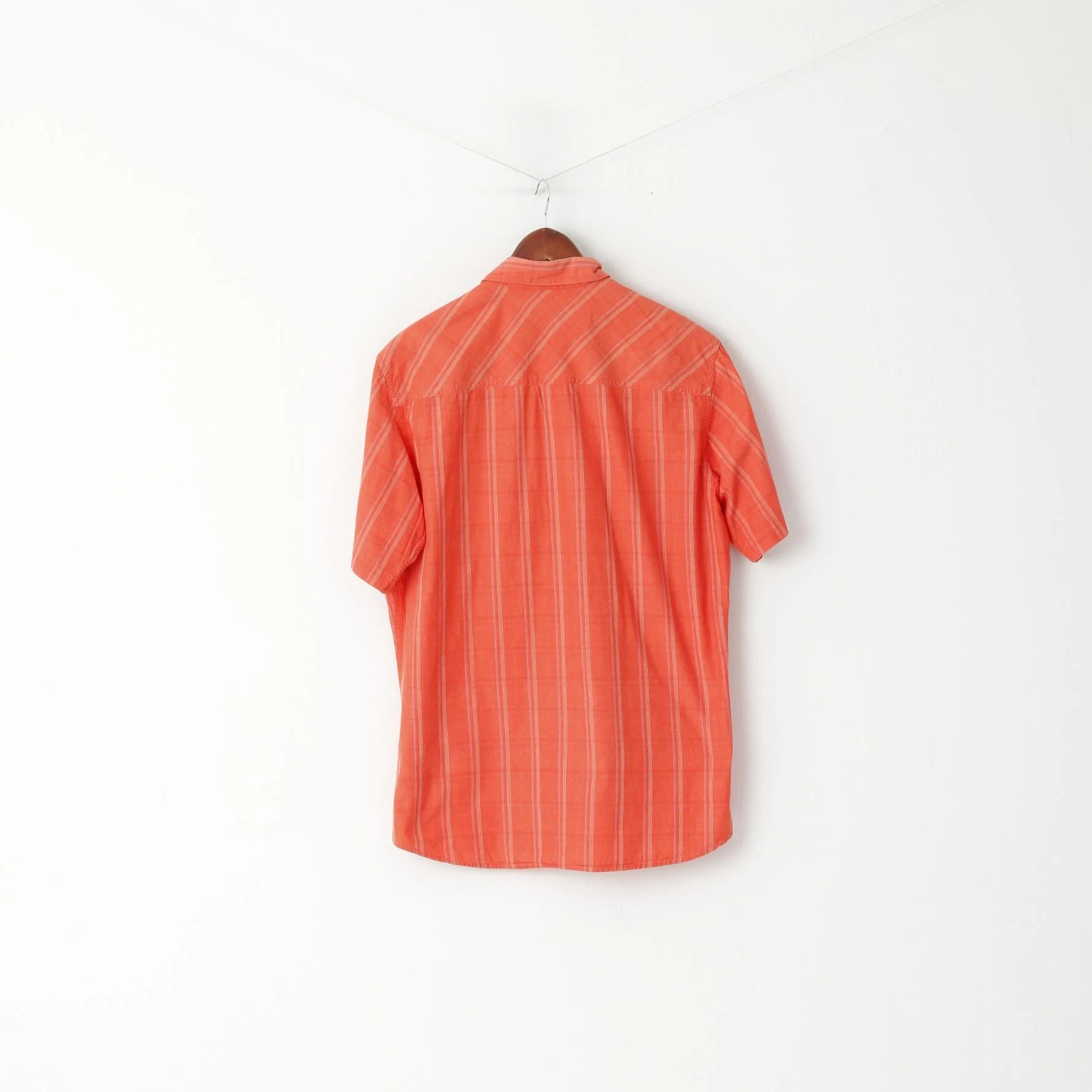 Marlboro Classics Men XL Casual Shirt Orange Check Country Outdoor Short Sleeve Top - Image 5