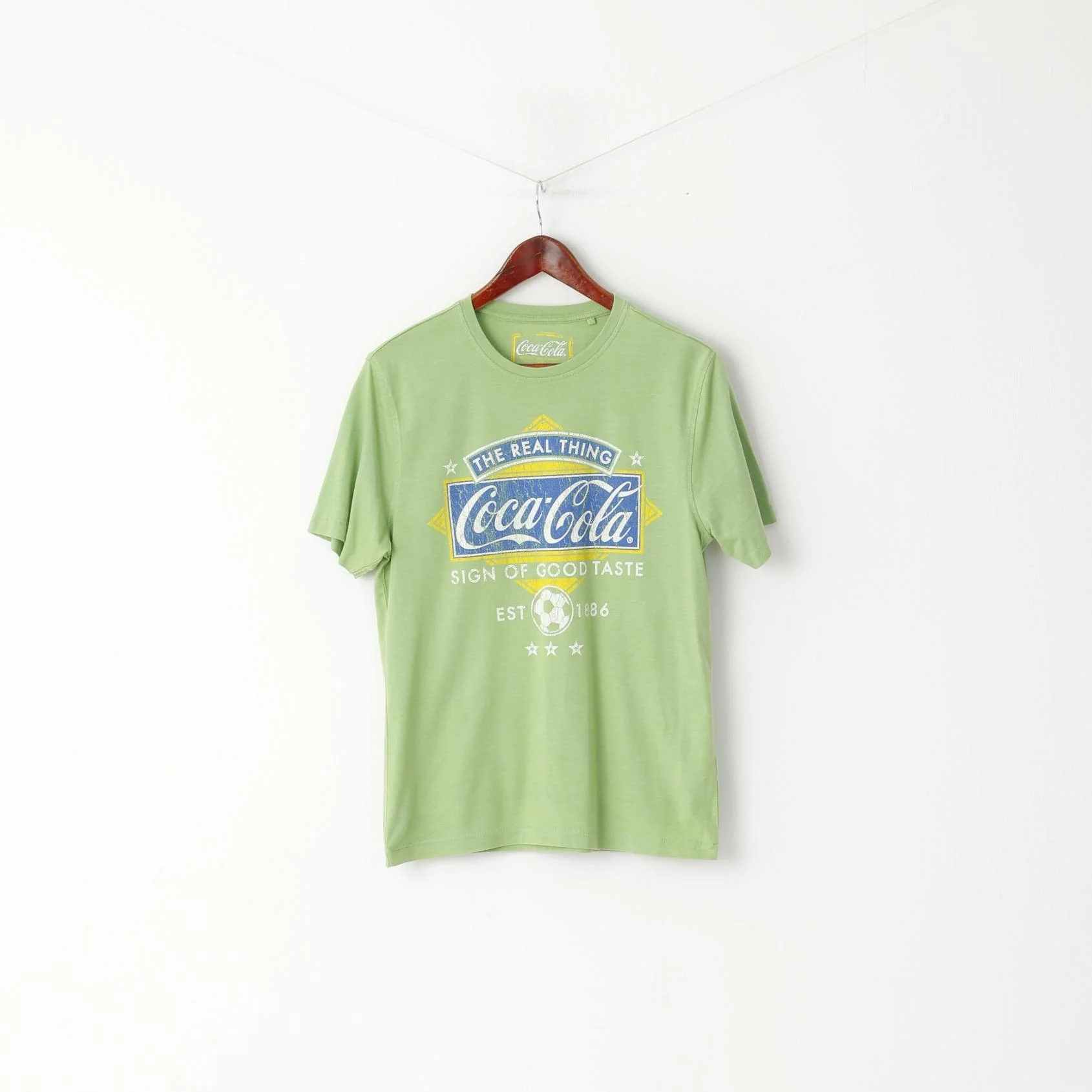 George Men S T- Shirt Green Coca Cola Graphic Cotton Crew Neck Top