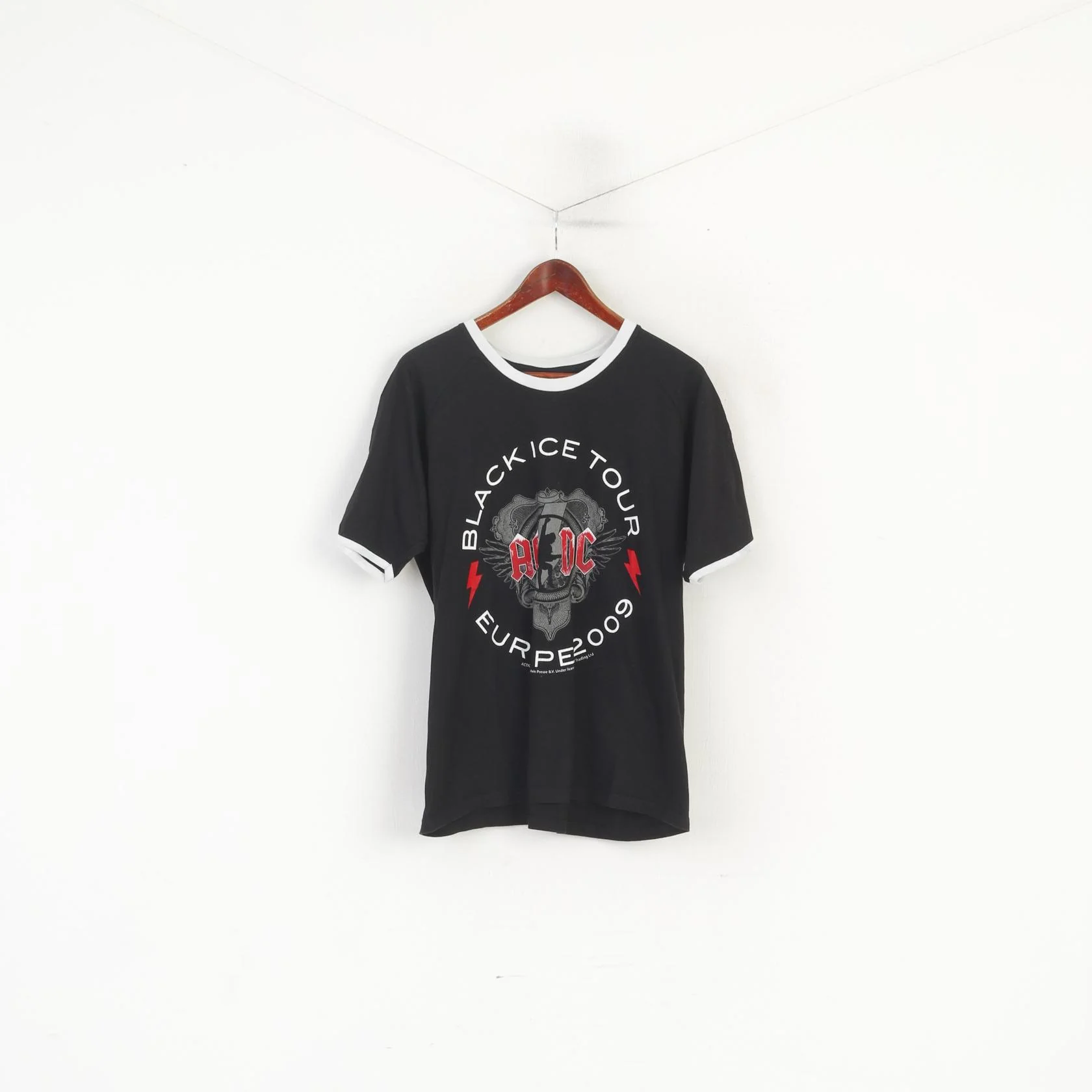 Starworld Men XL (L) Shirt Black Cotton AC DC Europe 2009 Black Ice Tour Top