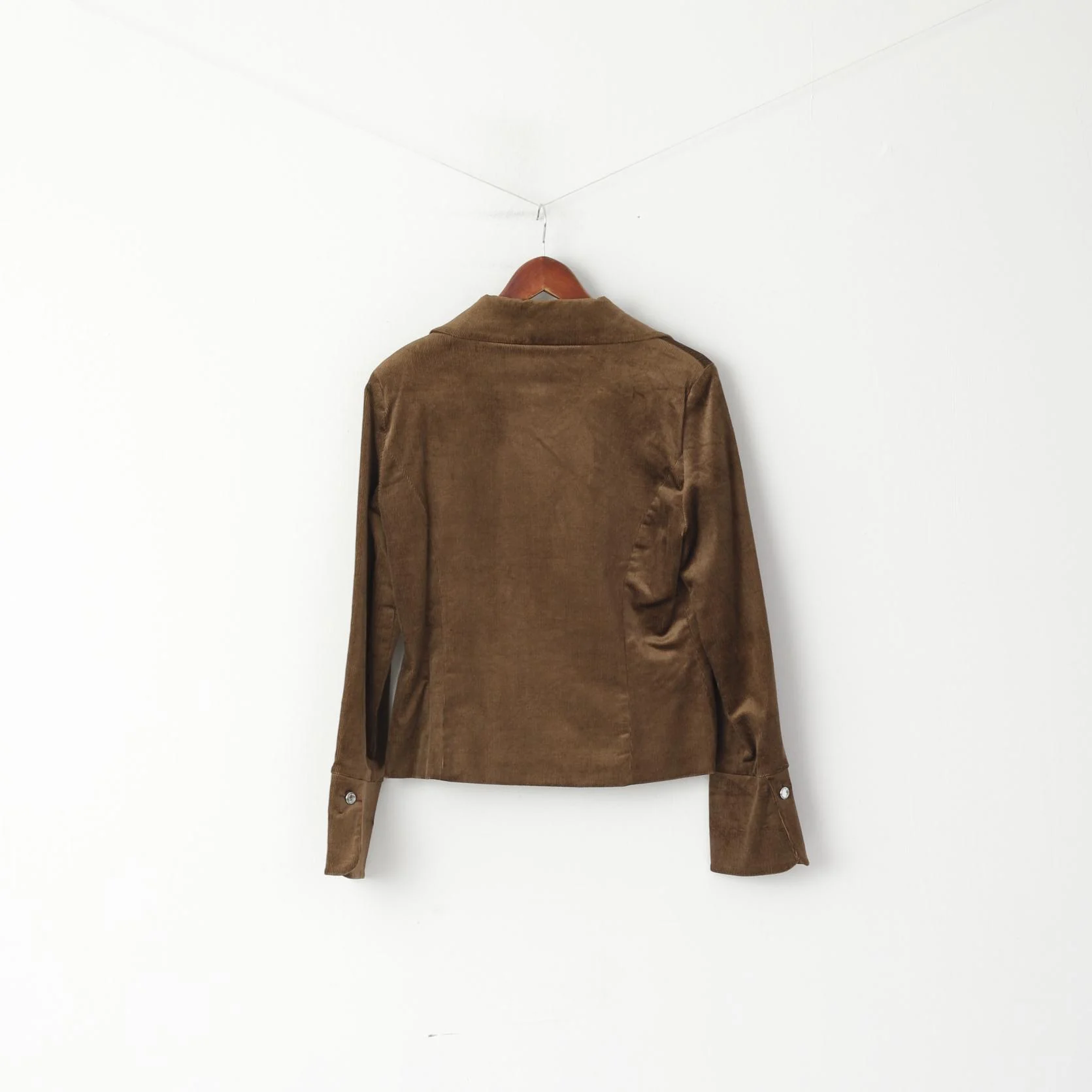 Vila Women L (M) Blazer Brown Corduroy Viscose Shiny Diamond Buttons Jacket - Image 7