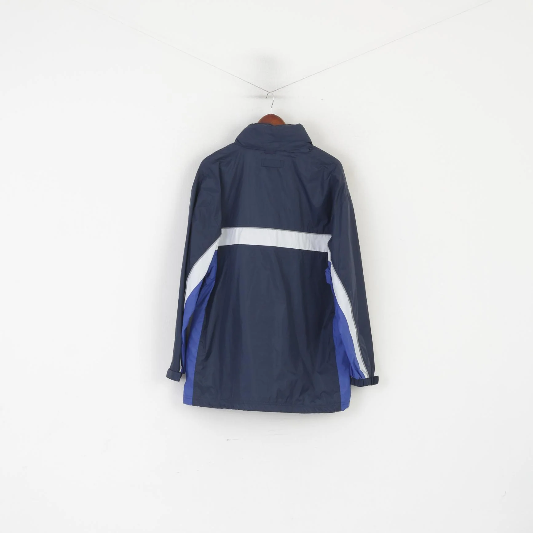 TCM Gear Men M Jacket Navy Nylon Waterproof Reflective Hidden Hood Zip Up Top - Image 6