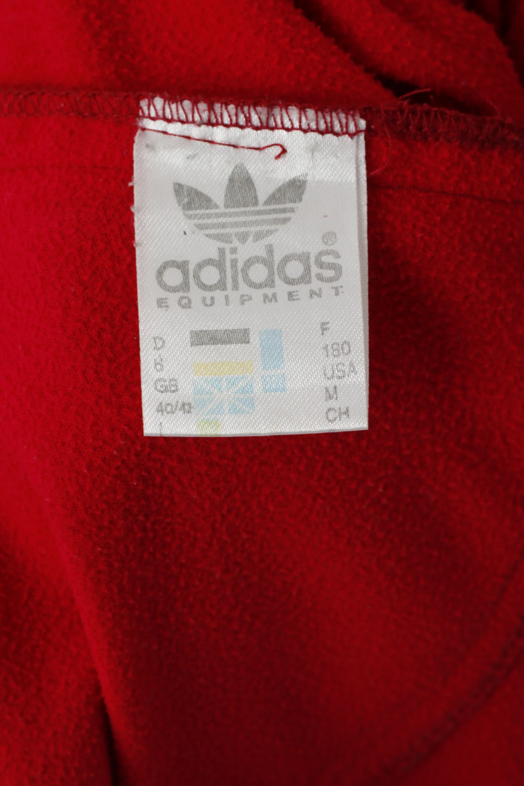 Adidas Men M Sweatshirt Shiny Red Vintage Full Zipper Hooded Oldschool Top - Image 5