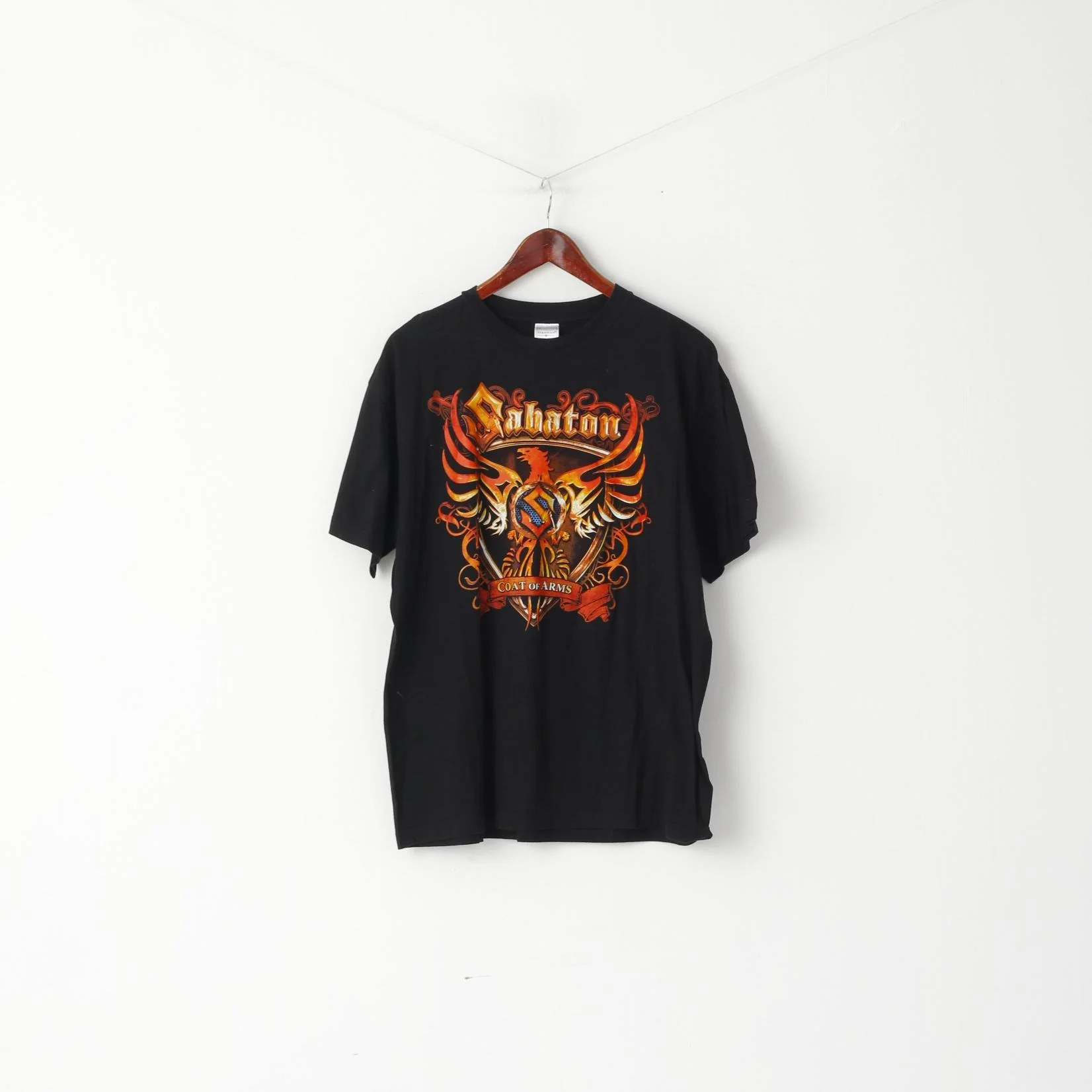 Stedman Men XL T- Shirt Black Cotton Sabaton Coat of Arms Music Band Top