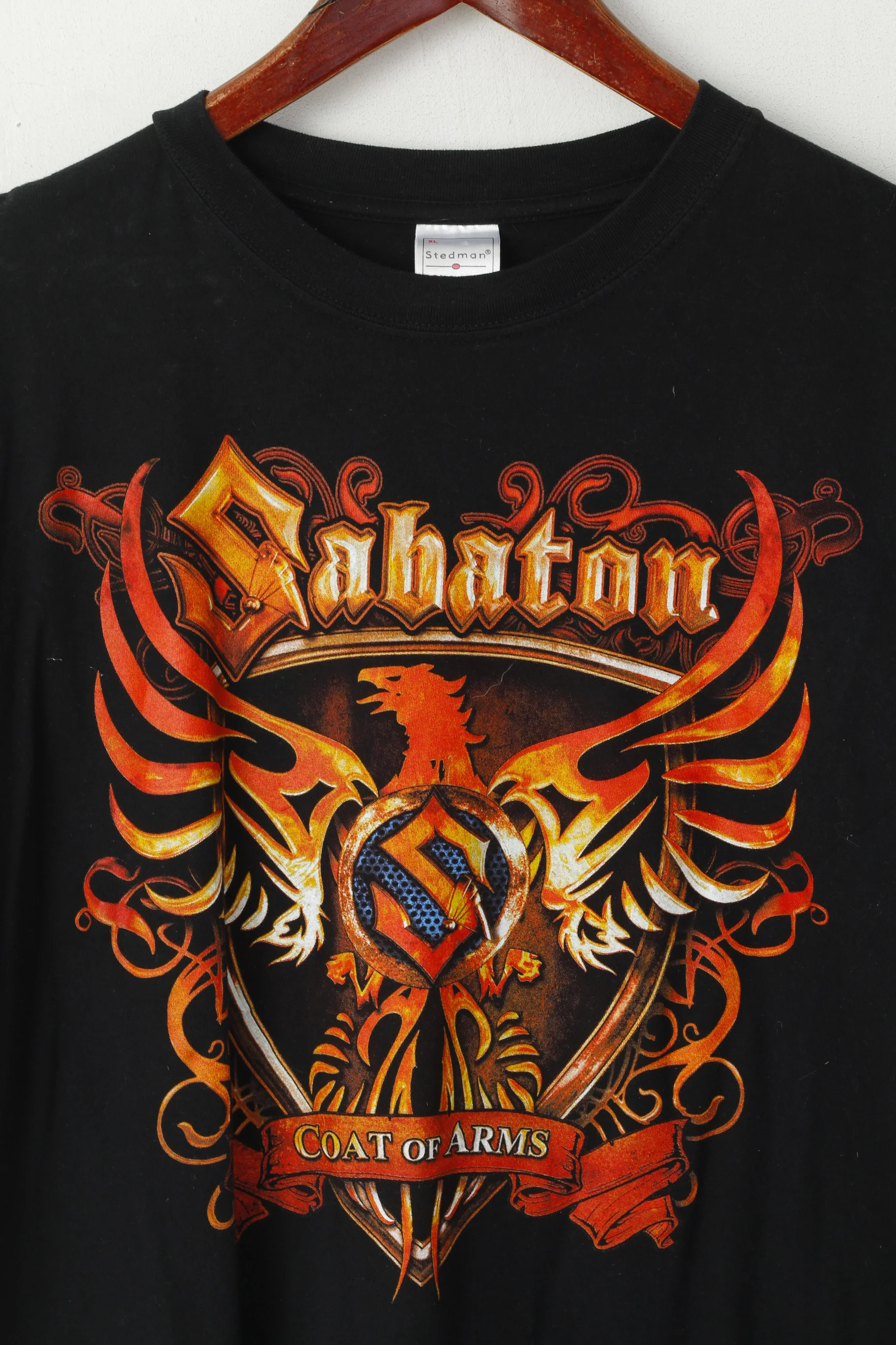 Stedman Men XL T- Shirt Black Cotton Sabaton Coat of Arms Music Band Top - Image 2