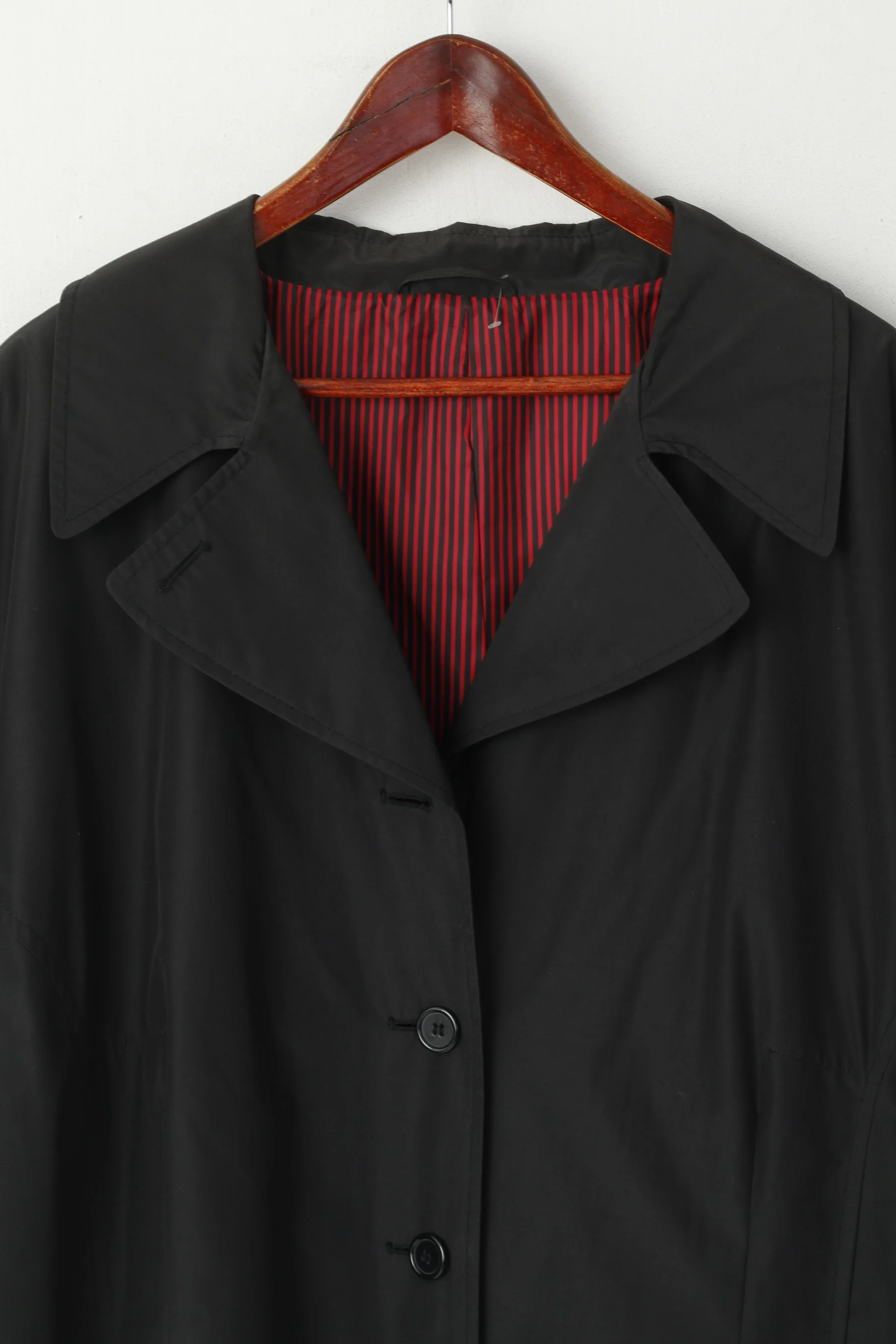 Vintage Women 3XL Coat Black Single Breasted Lightweight Buttoned Classic Top - Image 2