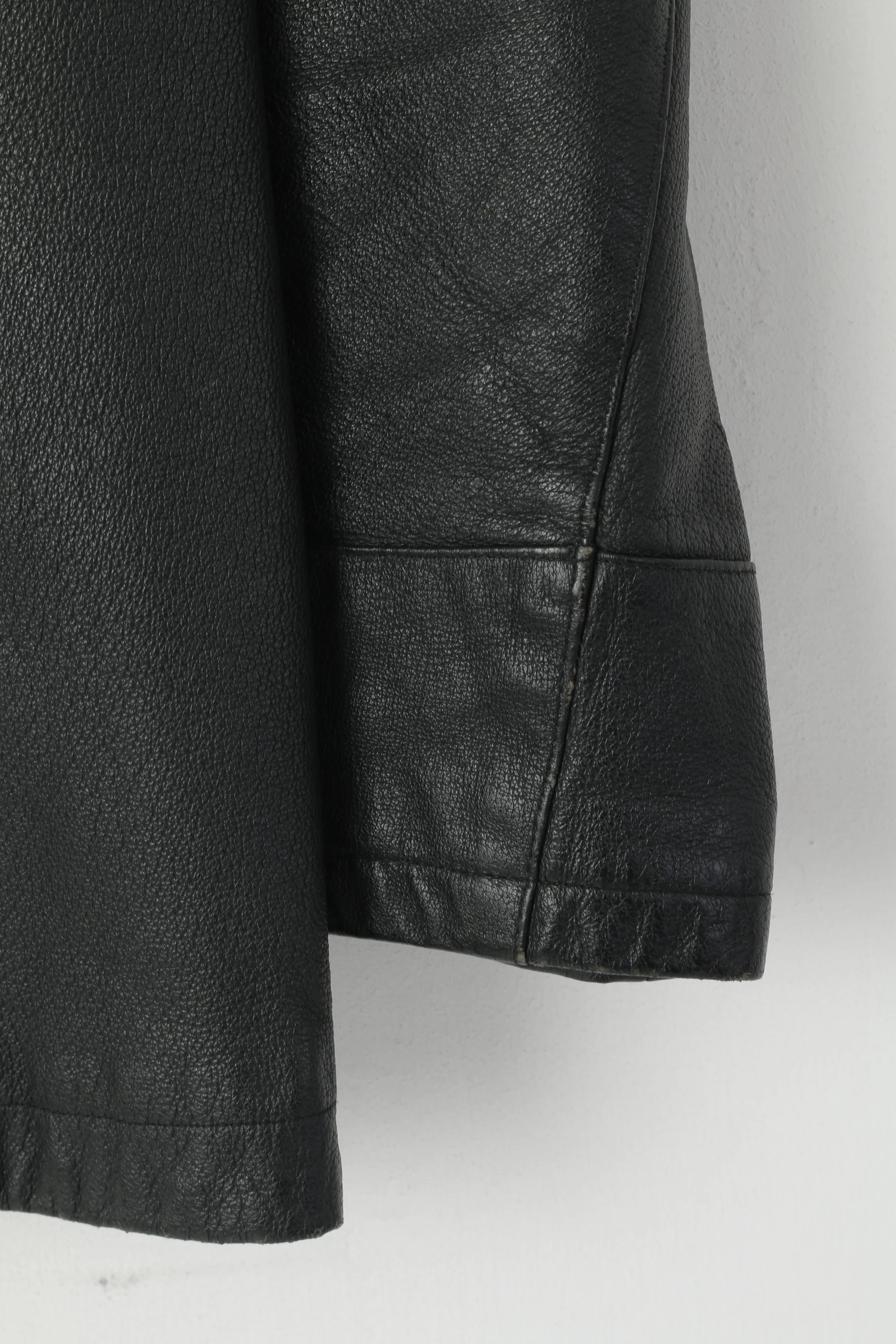 Sinclair Casual Women 42/44 L Jacket Black Leather Vintage Buttoned Retro Top - Image 4