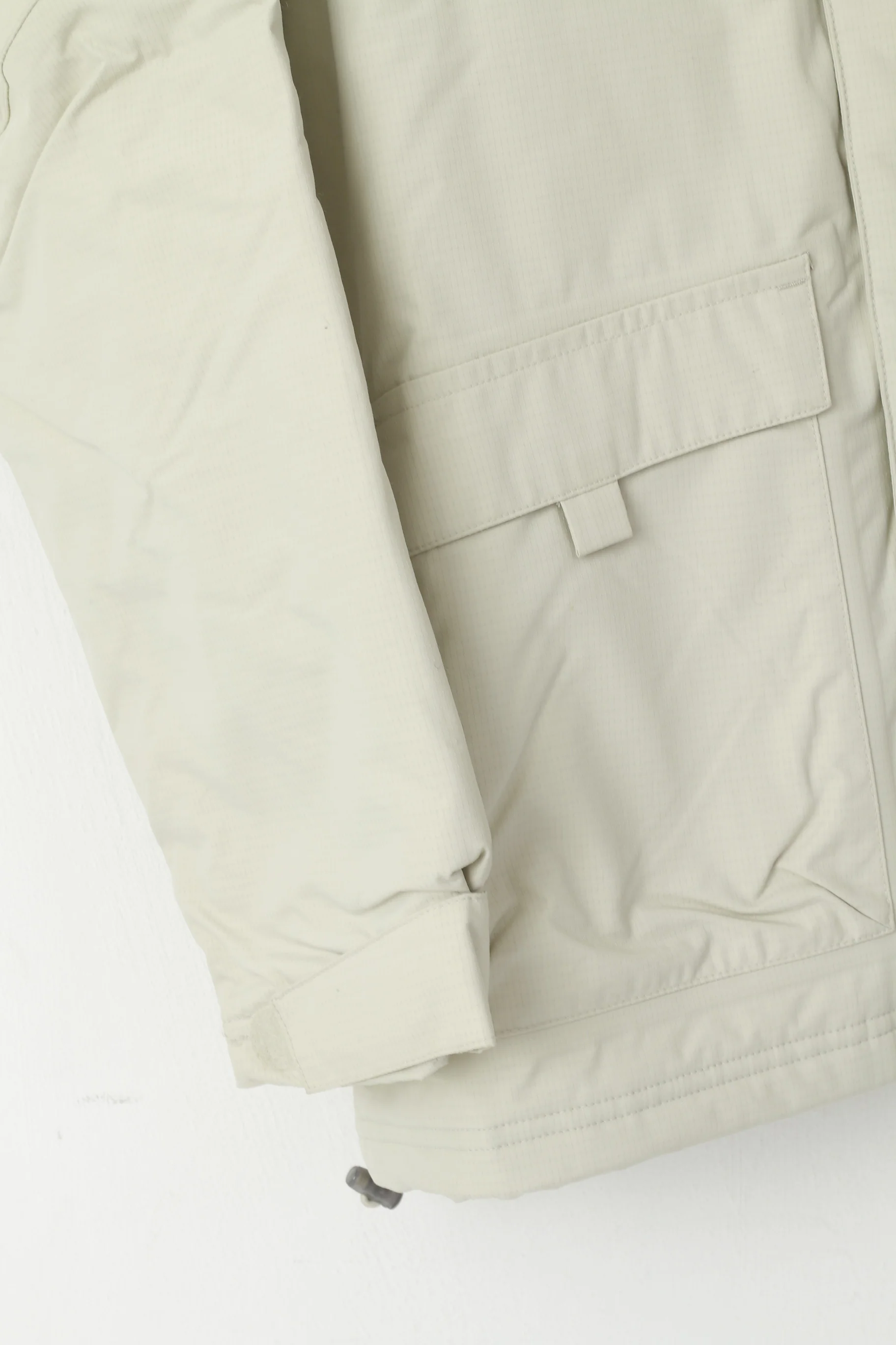 Adidas Men S Jacket Beige Nylon Removable Hood Full Zipper Waterproof Lined Top - Image 3