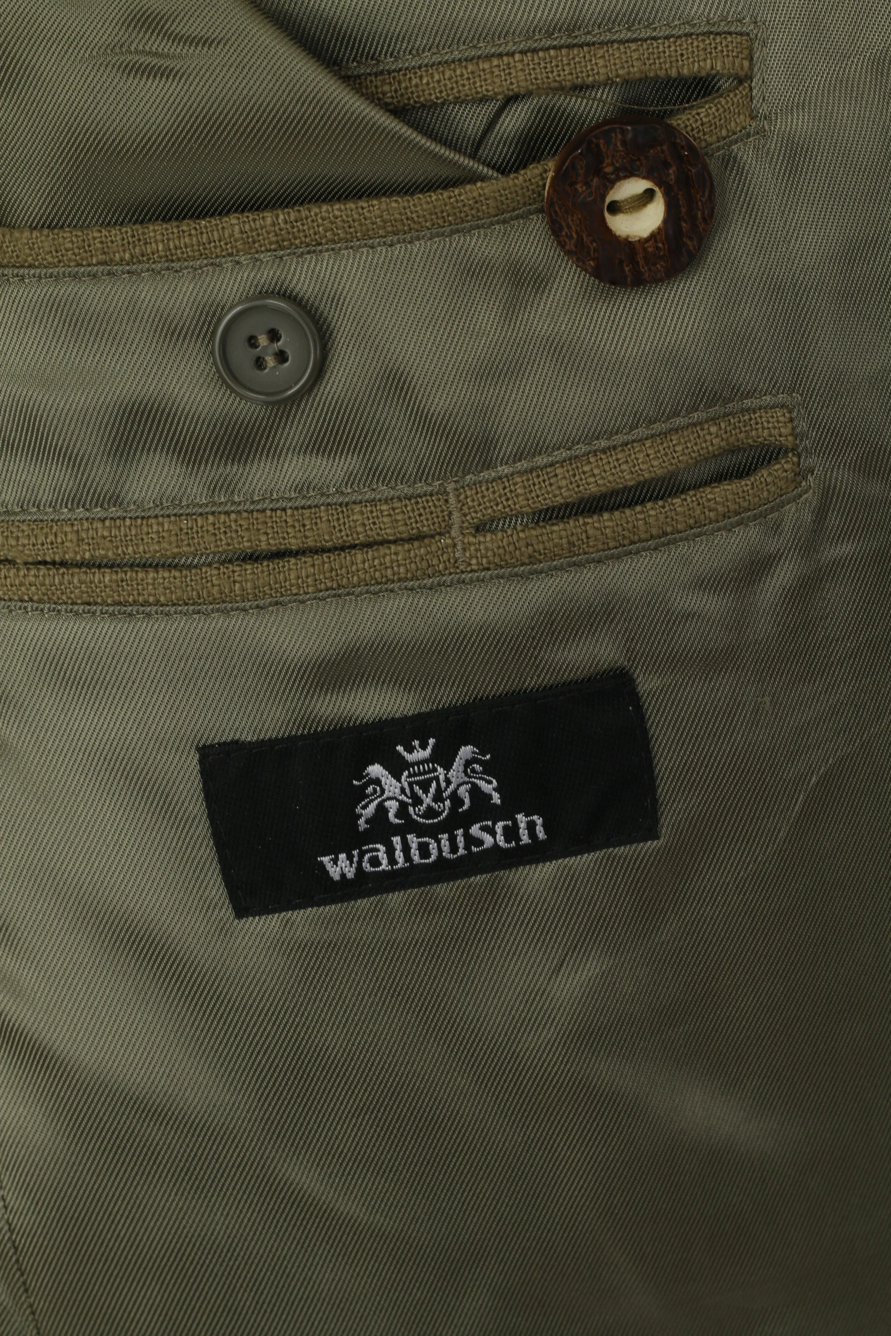 Walbusch Men 25 40 Blazer Green Linen Blend Tyrol Trachten Single Breasted Jacket - Image 5