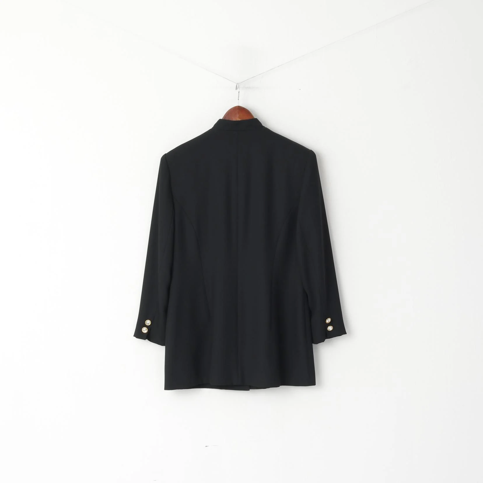 Genevieve Collection Women 40 M Blazer Black Shiny Vintage Diamonds Shoulder Pads Jacket - Image 6