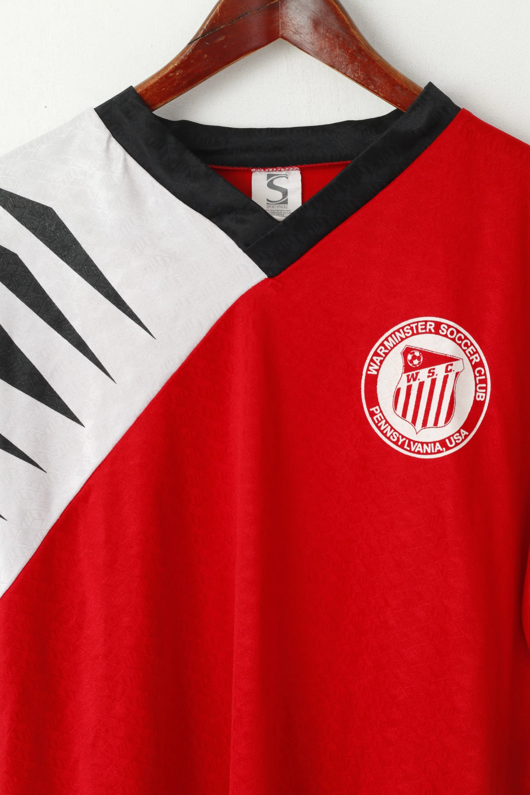 Sportsphere Mens XL Shirt Red Vintage Warminster Soccer Club Pennsylvania Usa #13 Top - Image 2