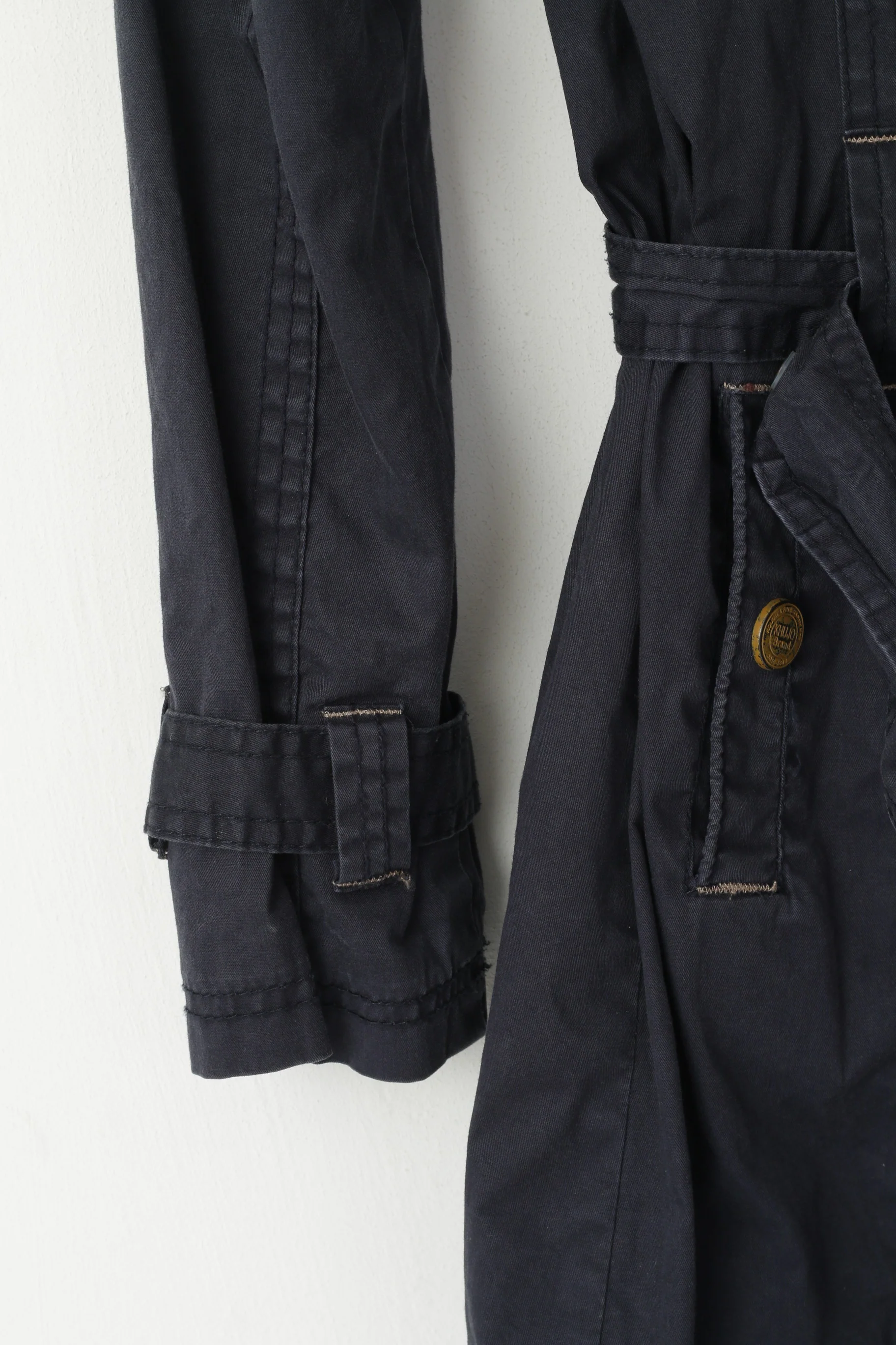 Khujo Women S Jacket Navy Cotton Belted Hidden Hood Casual Parka Top - Image 3