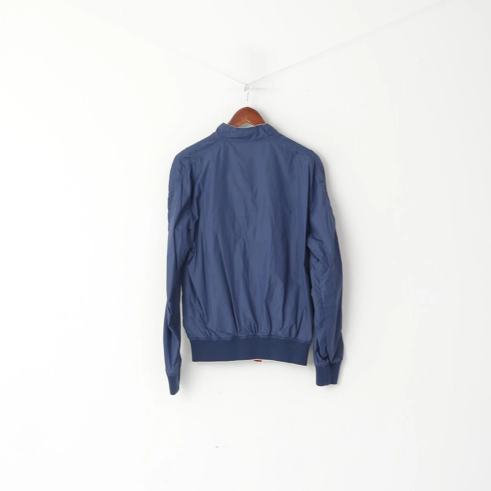 Diesel Men M (S) Jacket Navy Red Double-Sided Light Nylon Waterproof Zip Up Top - Image 5
