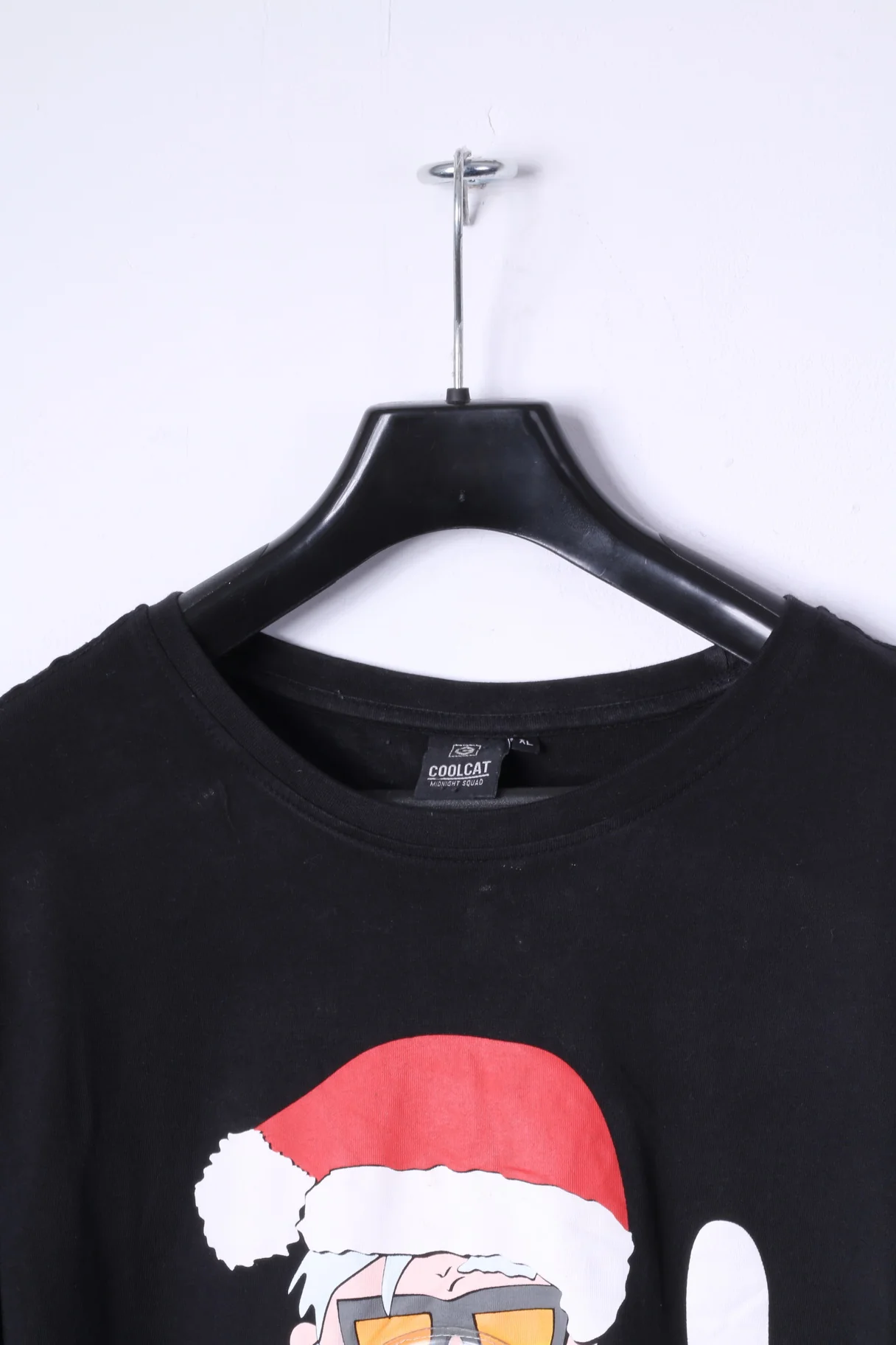 Coolcat Mens XL T- Shirt Black Cotton Graphic Sanda Shiny Nose Top - Image 2