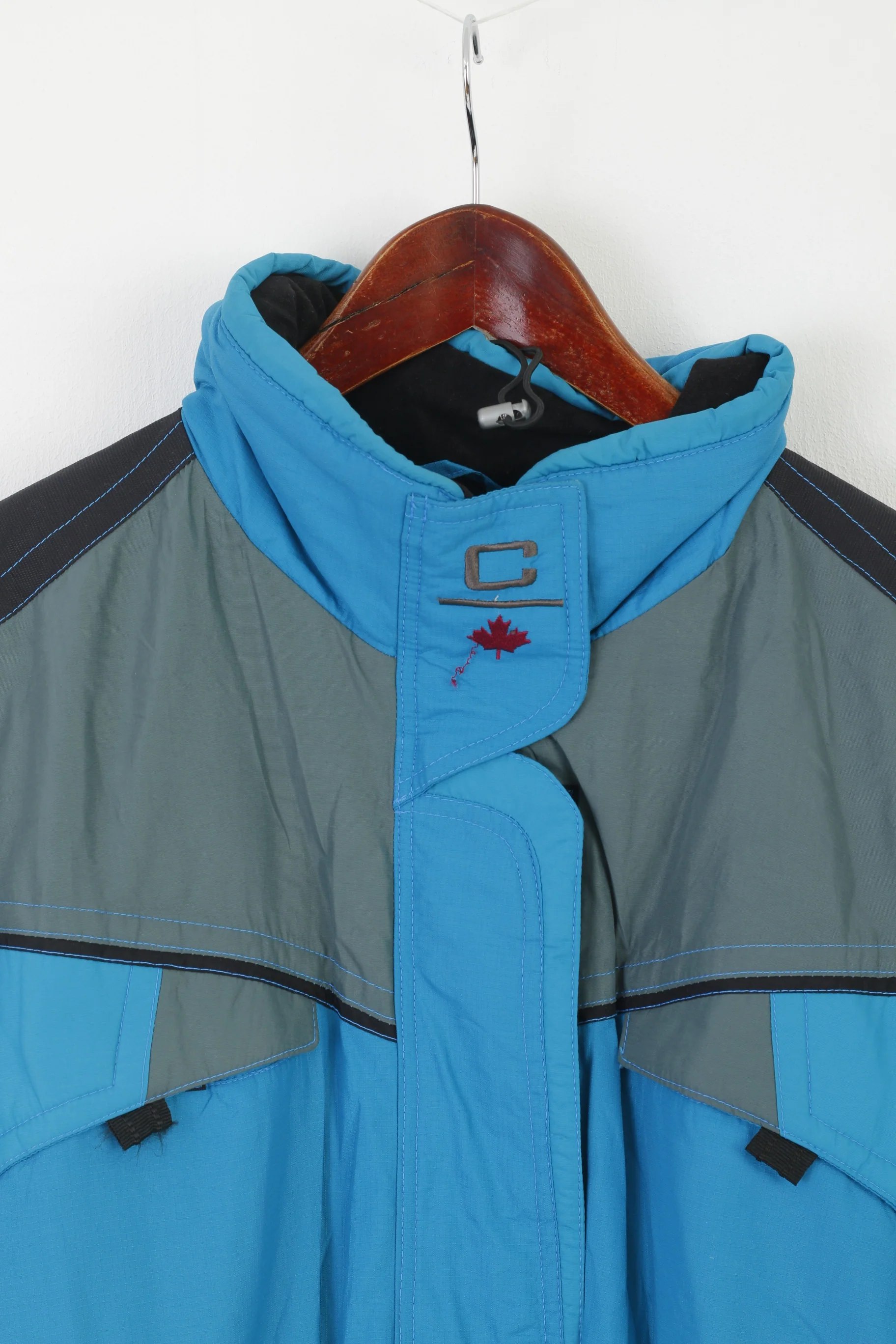 Calmo Sportswear Women L Ski Suit Blue Vintage Nylon Hood Snowboard Snowsuit - Image 2