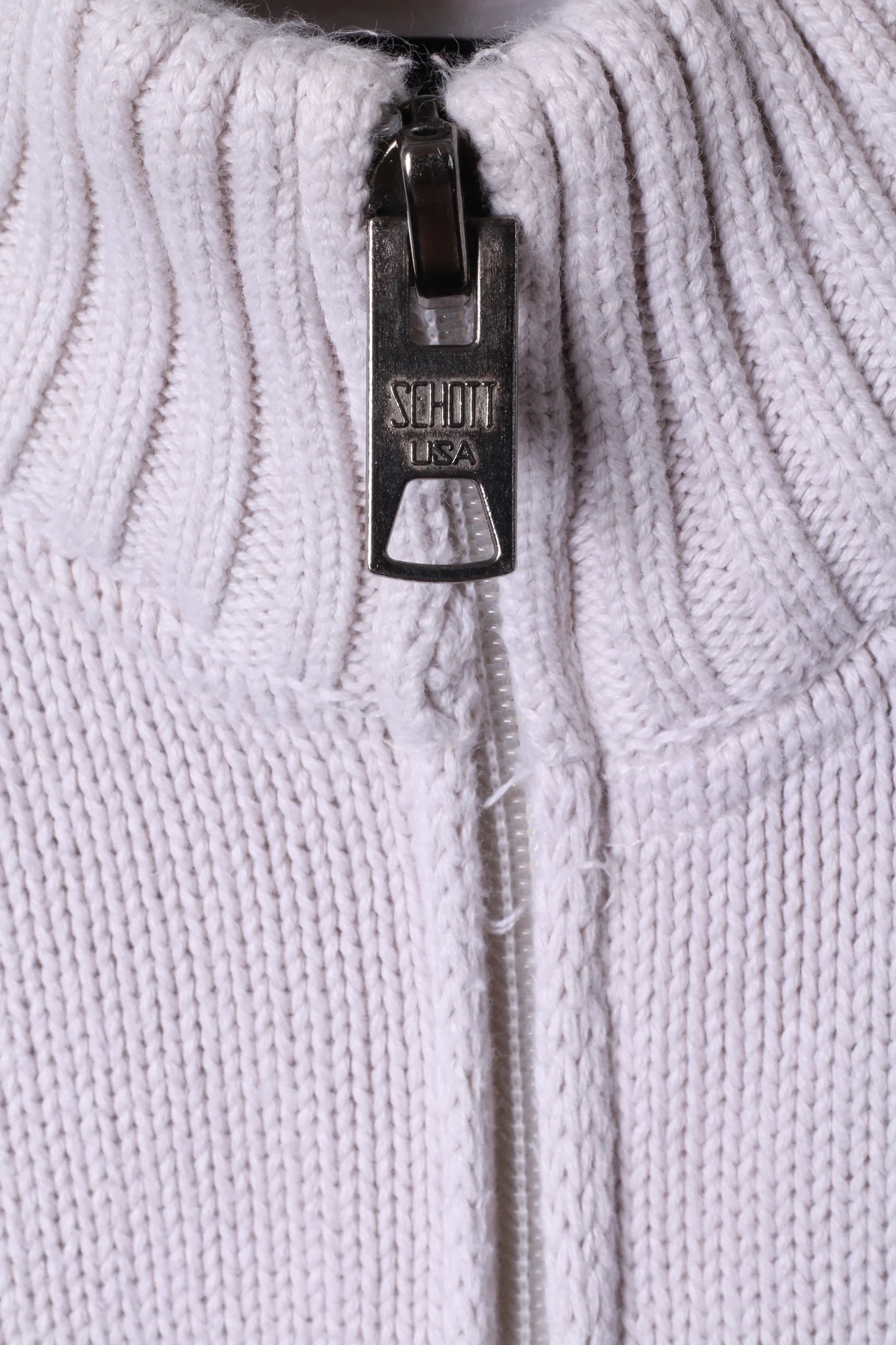 Shott NYC Mens L Sweater Beige Zip Up Cardigan 100% Cotton Knitwear - Image 4