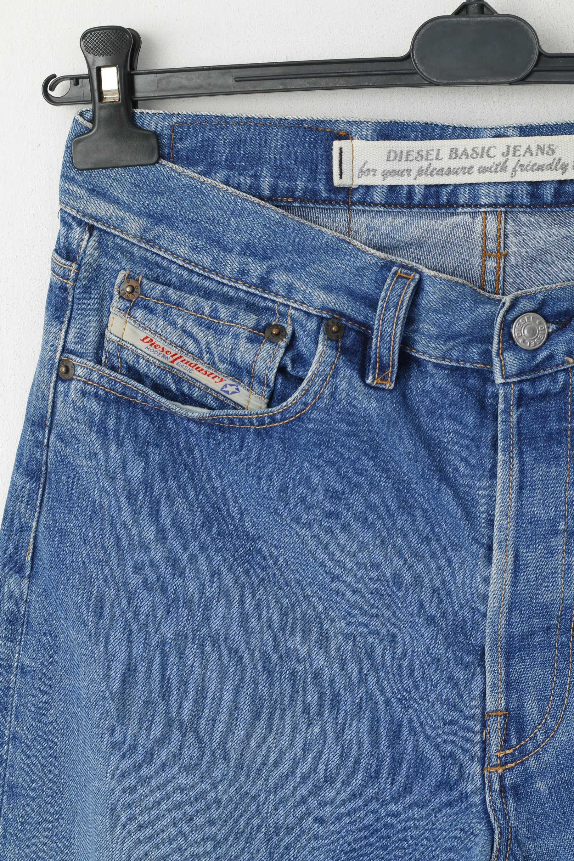 Diesel Men 31 Jeans Trousers Blue Cotton Basic Straight Made in Italy Pants - Image 2
