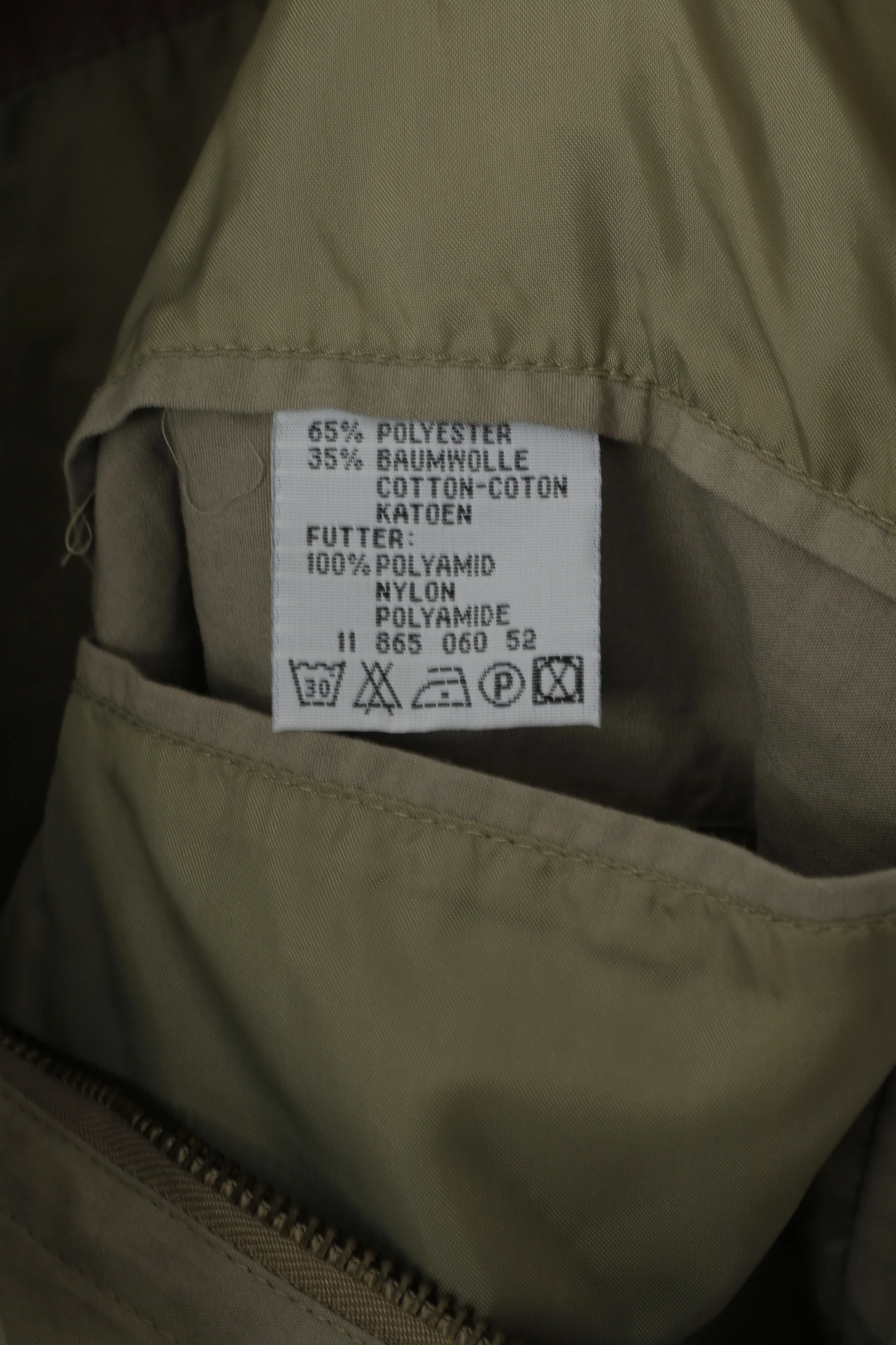 Jacques Galle Men 48 M Bomber Jacket Khaki Full Zipper Shoulder Pads Vintage Top - Image 5