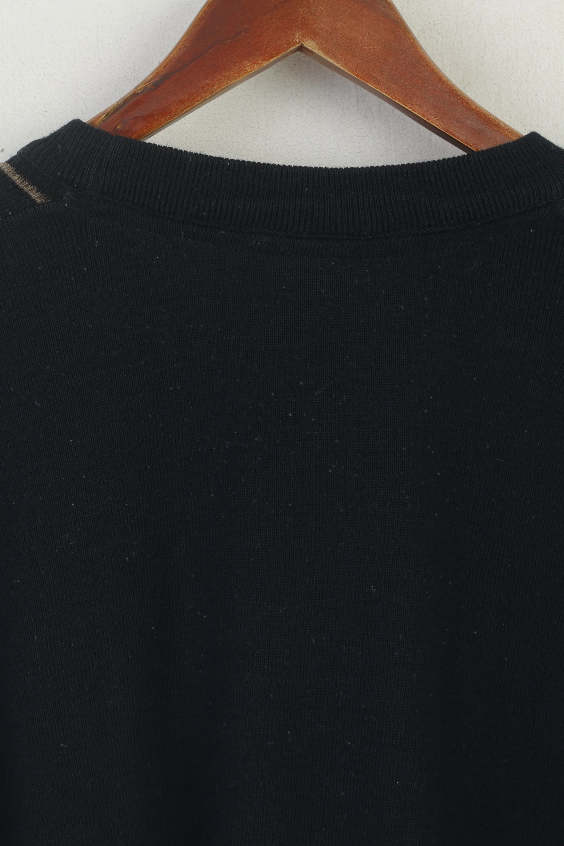 Westrbury C&A Men L Jumper Navy Wool Vintage Crew Neck Striped Sweater - Image 6