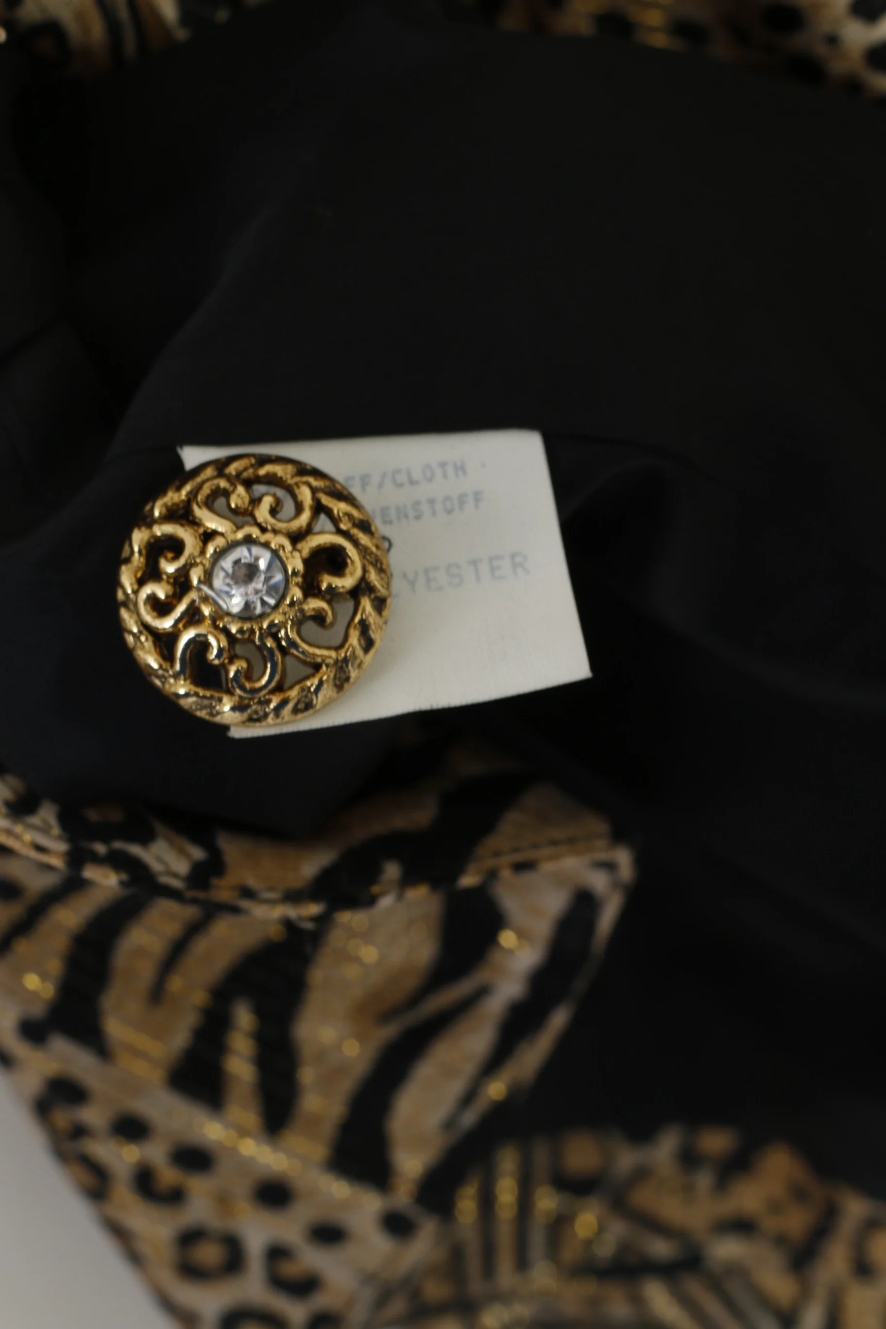 Ina Lima Women 44 L Blazer Gold Panther Print Shiny Gold Buttons Vintage Germany Jacket - Image 5