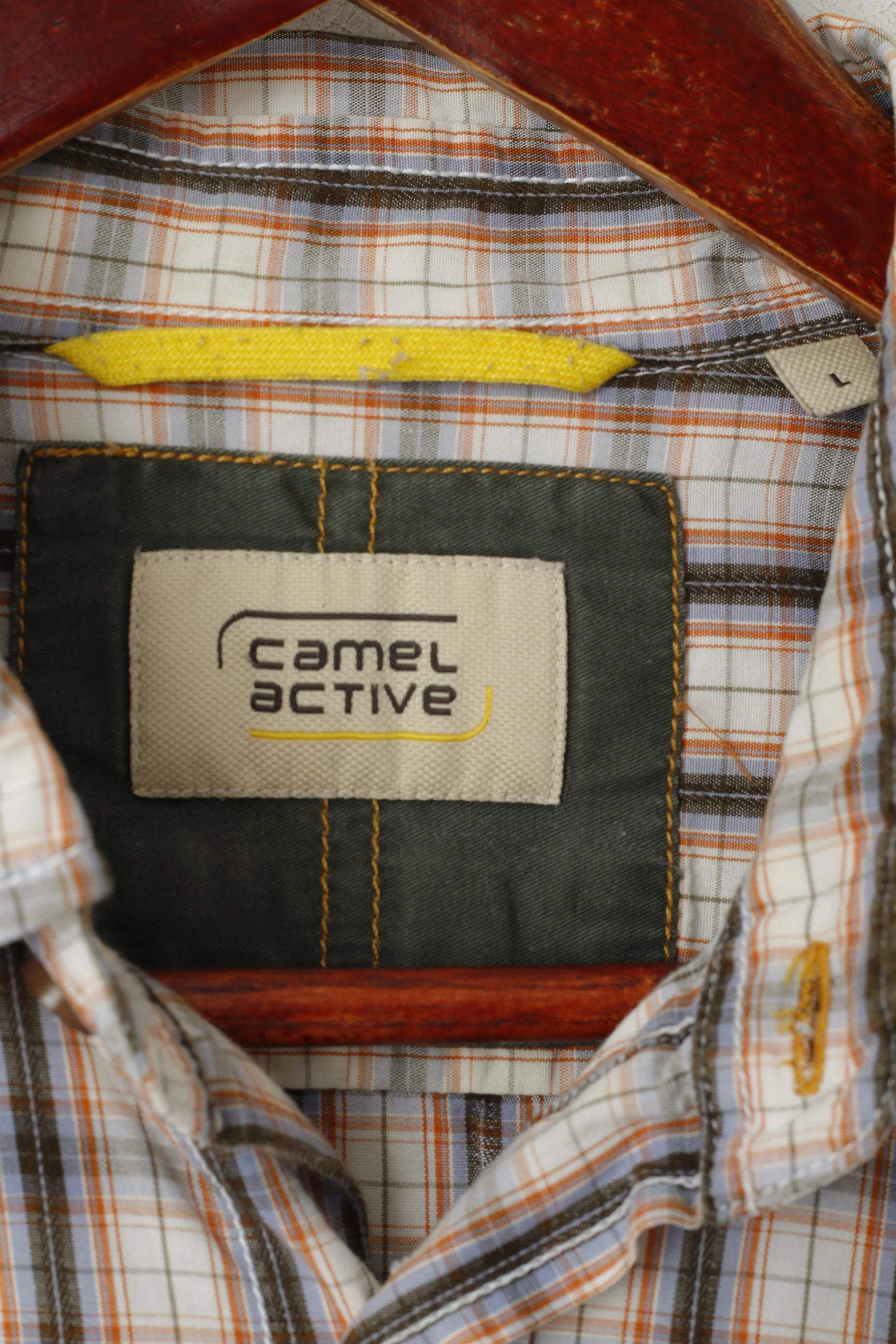 Camel Active Men L Casual Shirt Brown Check Cotton Button Down Collar Long Sleeve Top - Image 4