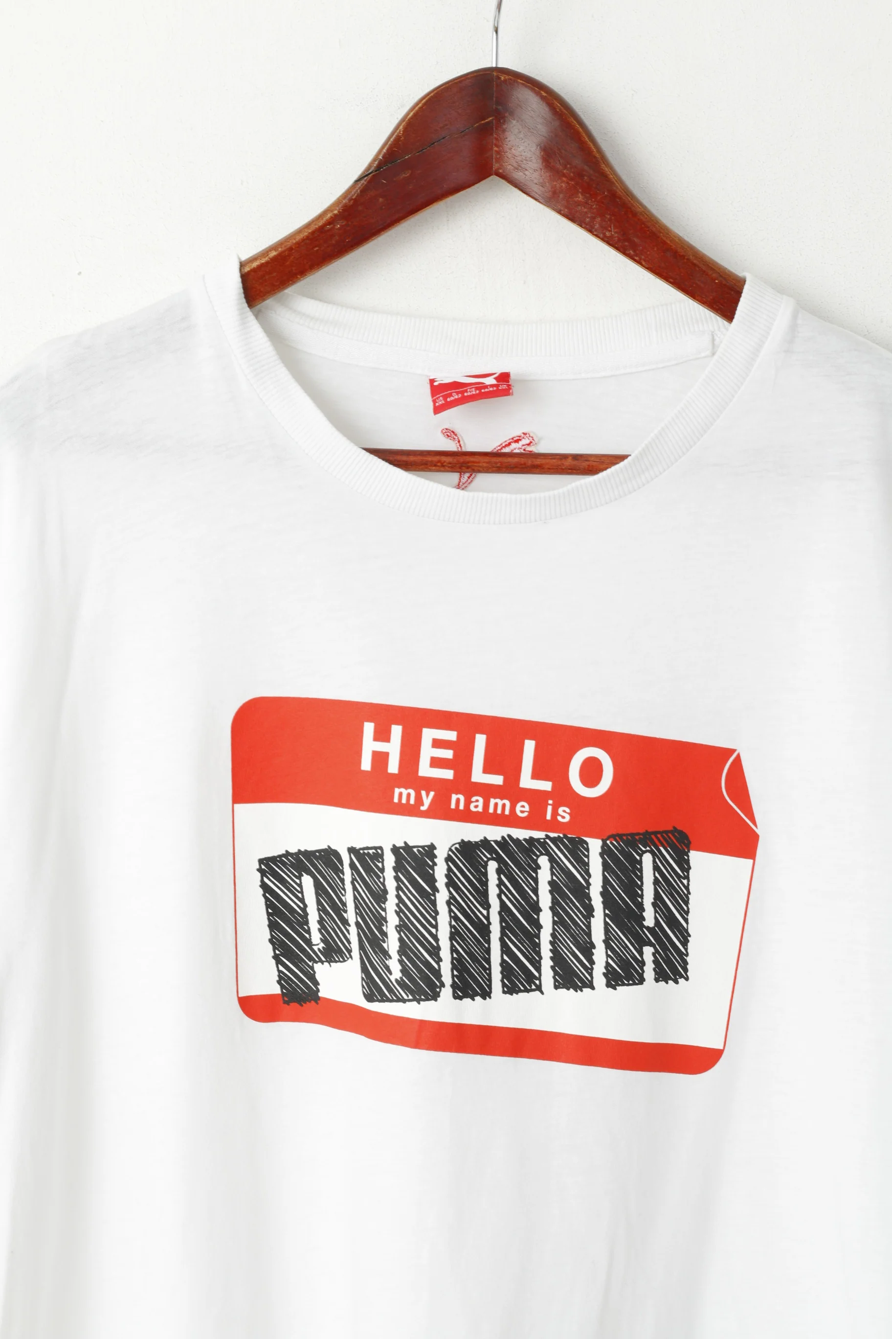 Puma Men XXL T- Shirt White Cotton Graphi Hello My Name Is Puma Sport Top - Image 2