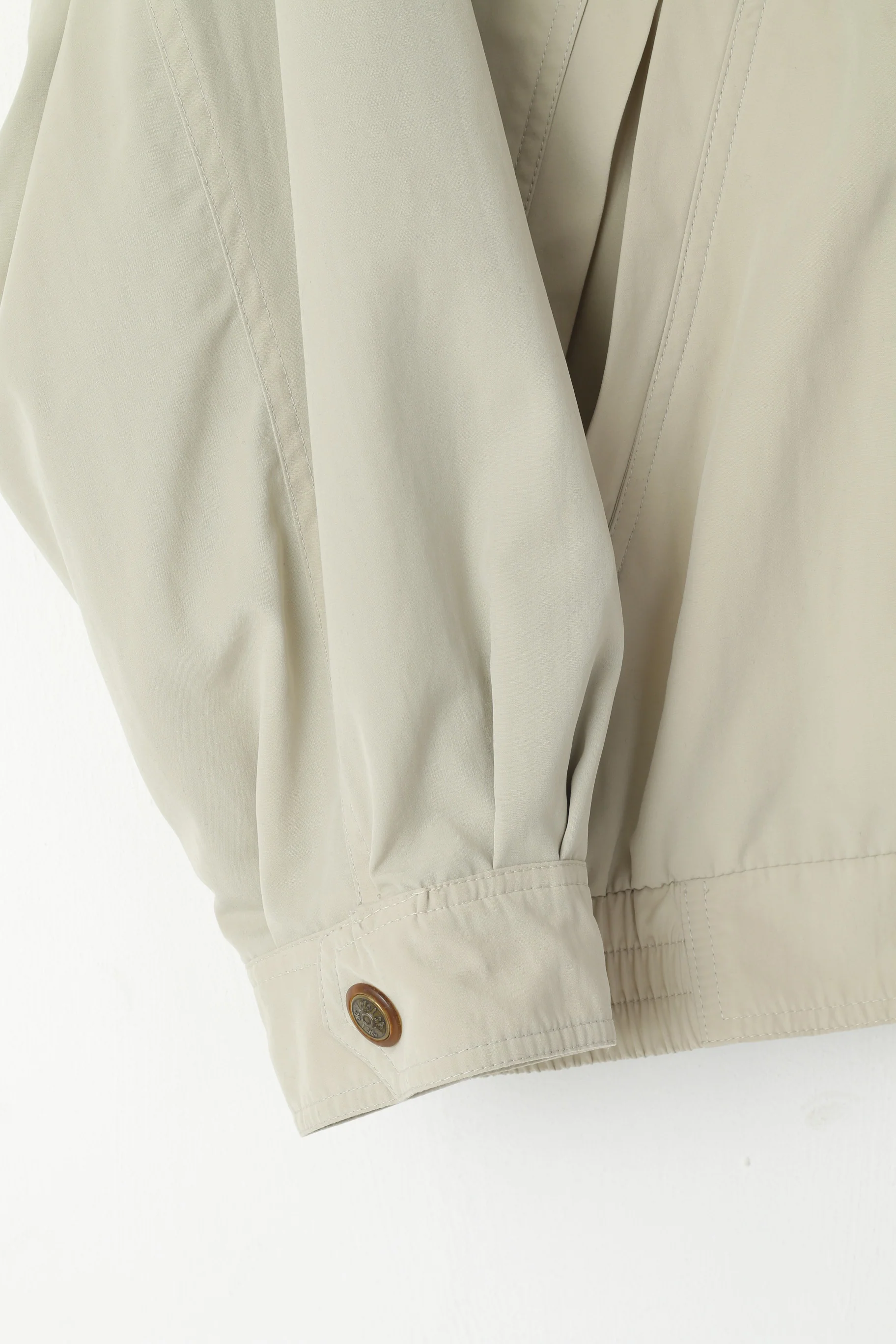 Dannimac Men XL Bomber Jacket Beige Shoulder Pads Full Zipper Retro Top - Image 3