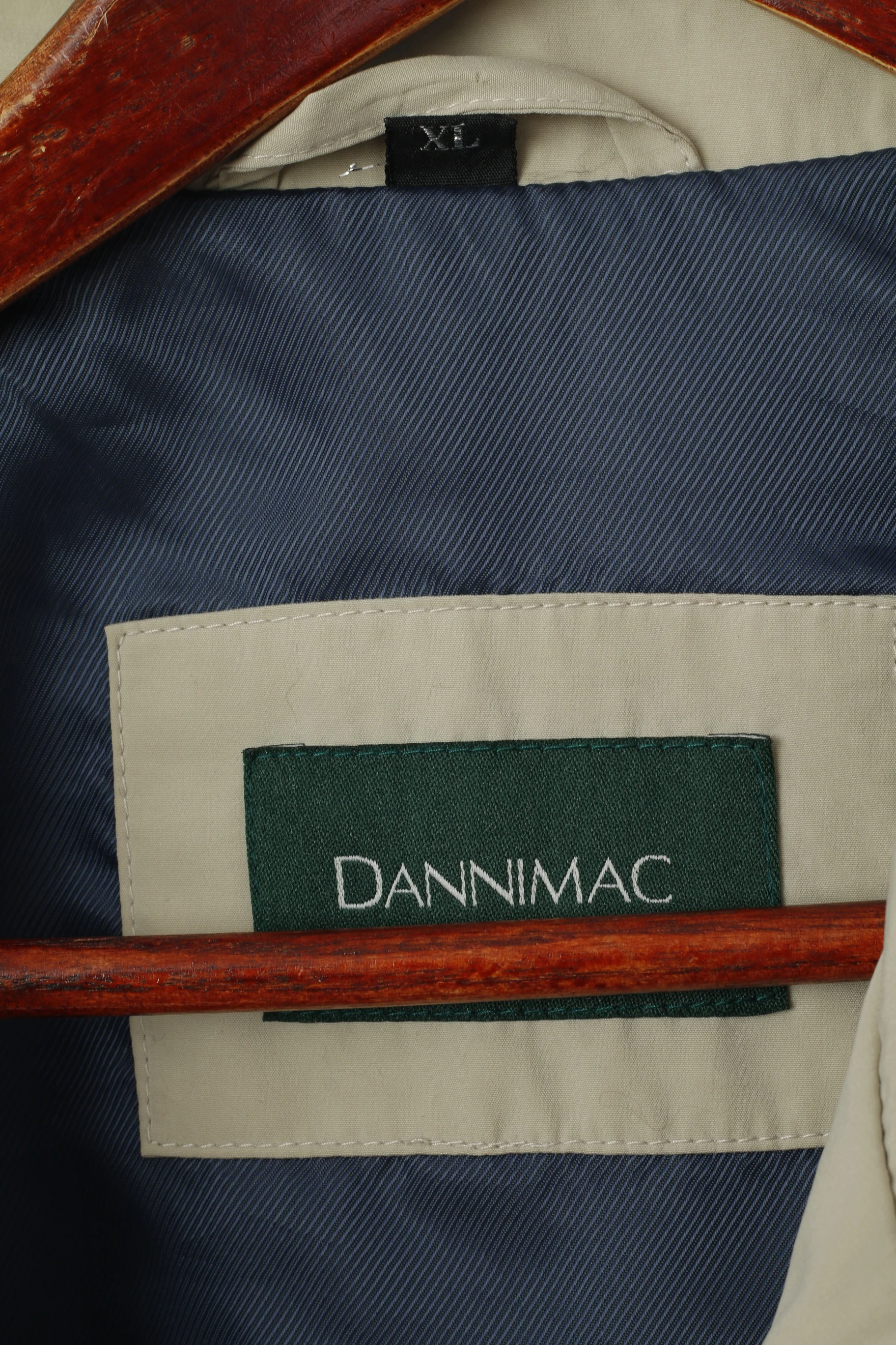 Dannimac Men XL Bomber Jacket Beige Shoulder Pads Full Zipper Retro Top - Image 4