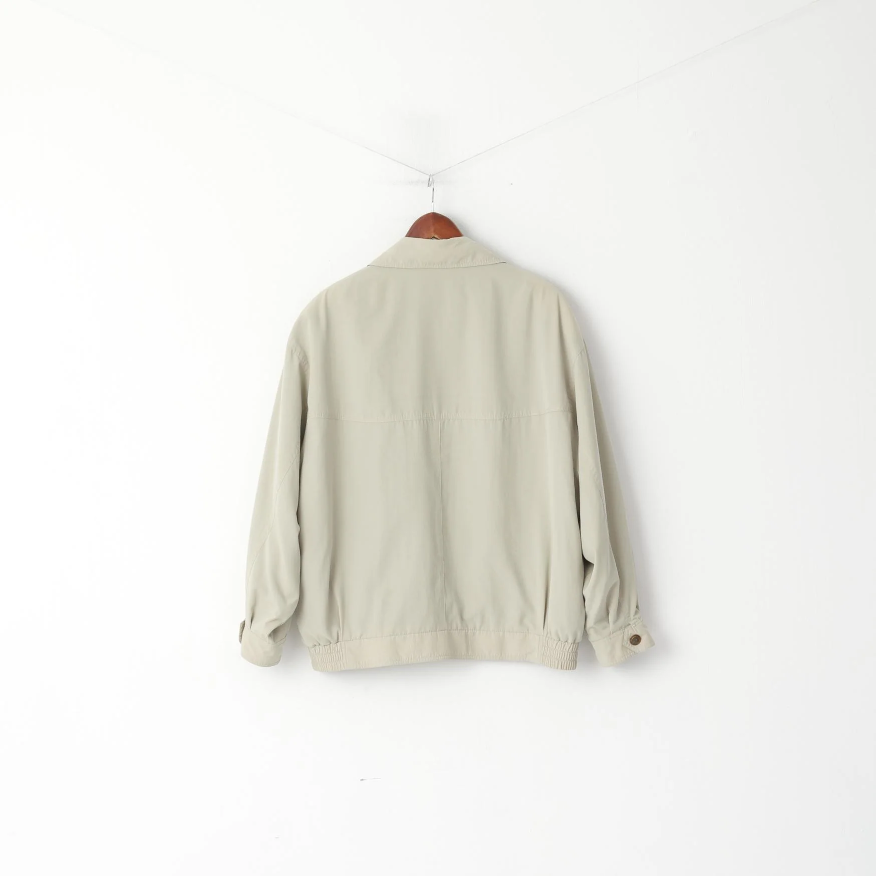 Dannimac Men XL Bomber Jacket Beige Shoulder Pads Full Zipper Retro Top - Image 6
