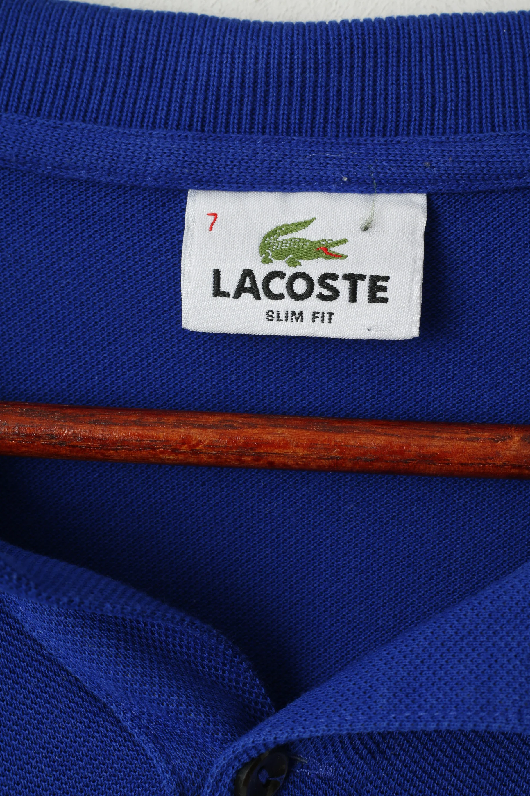Lacoste Men 7 L Polo Shirt Cotton Indigo Slim Fit Plain Detailed Buttons Top - Image 3