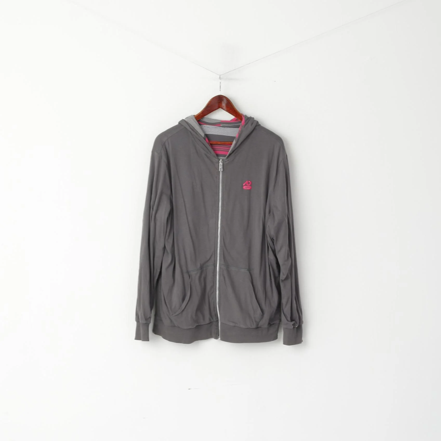 Nike Athletic Dept Men L Sweatshirt Grey Cotton Double Sided Hooded Sportswear Top