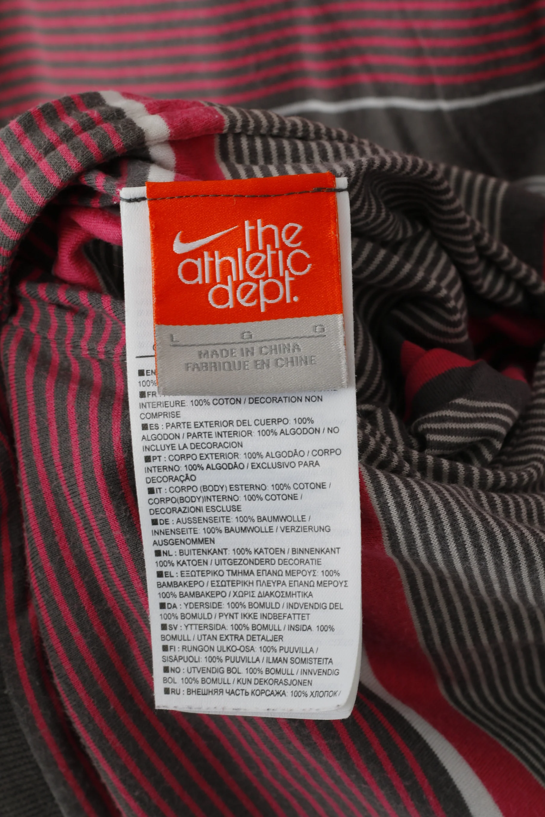 Nike Athletic Dept Men L Sweatshirt Grey Cotton Double Sided Hooded Sportswear Top - Image 6
