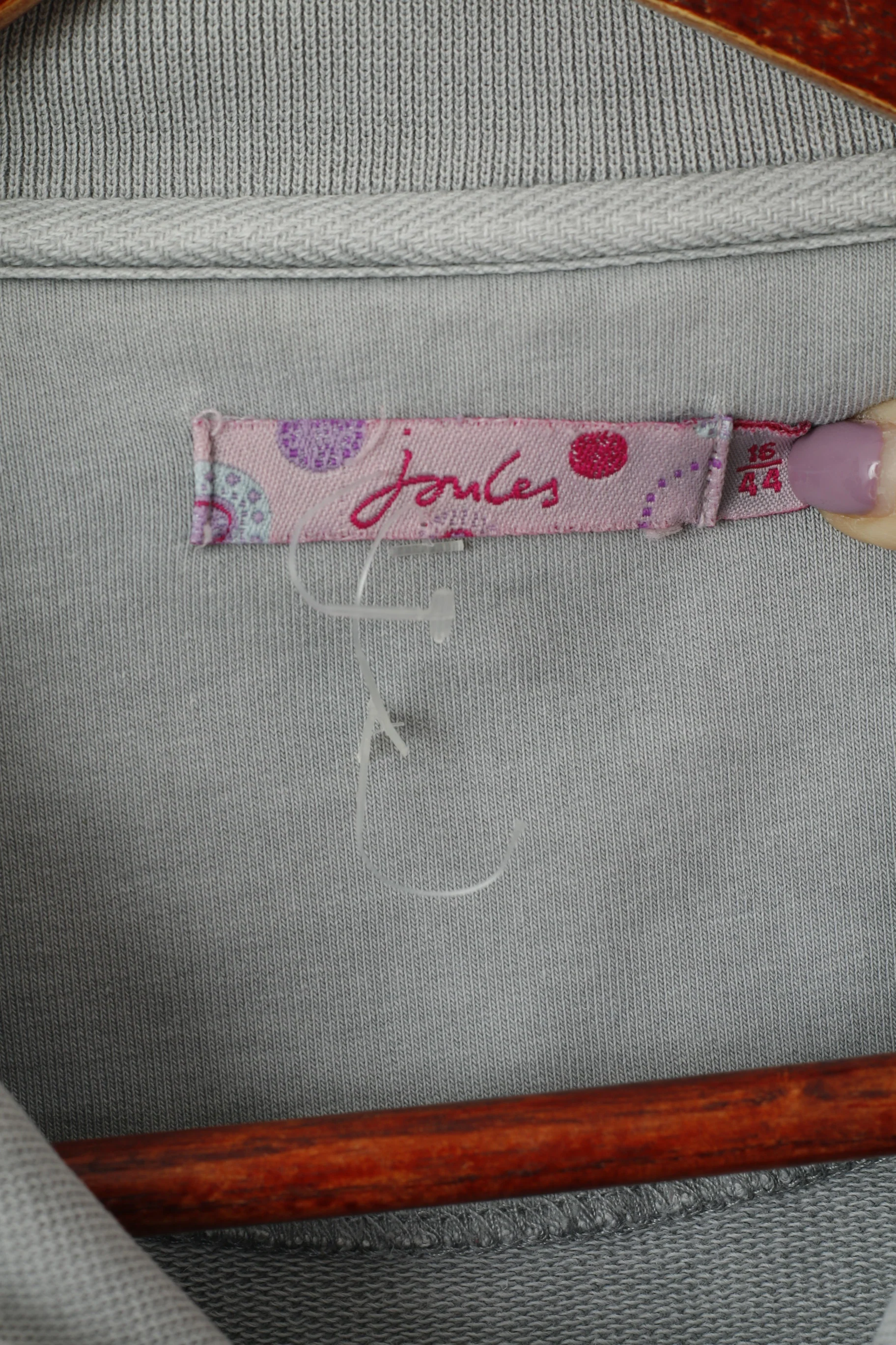 Joules Women 16 44 Sweatshirt Grey Cotton Faded Full Zipper #3 Casual Top - Image 4