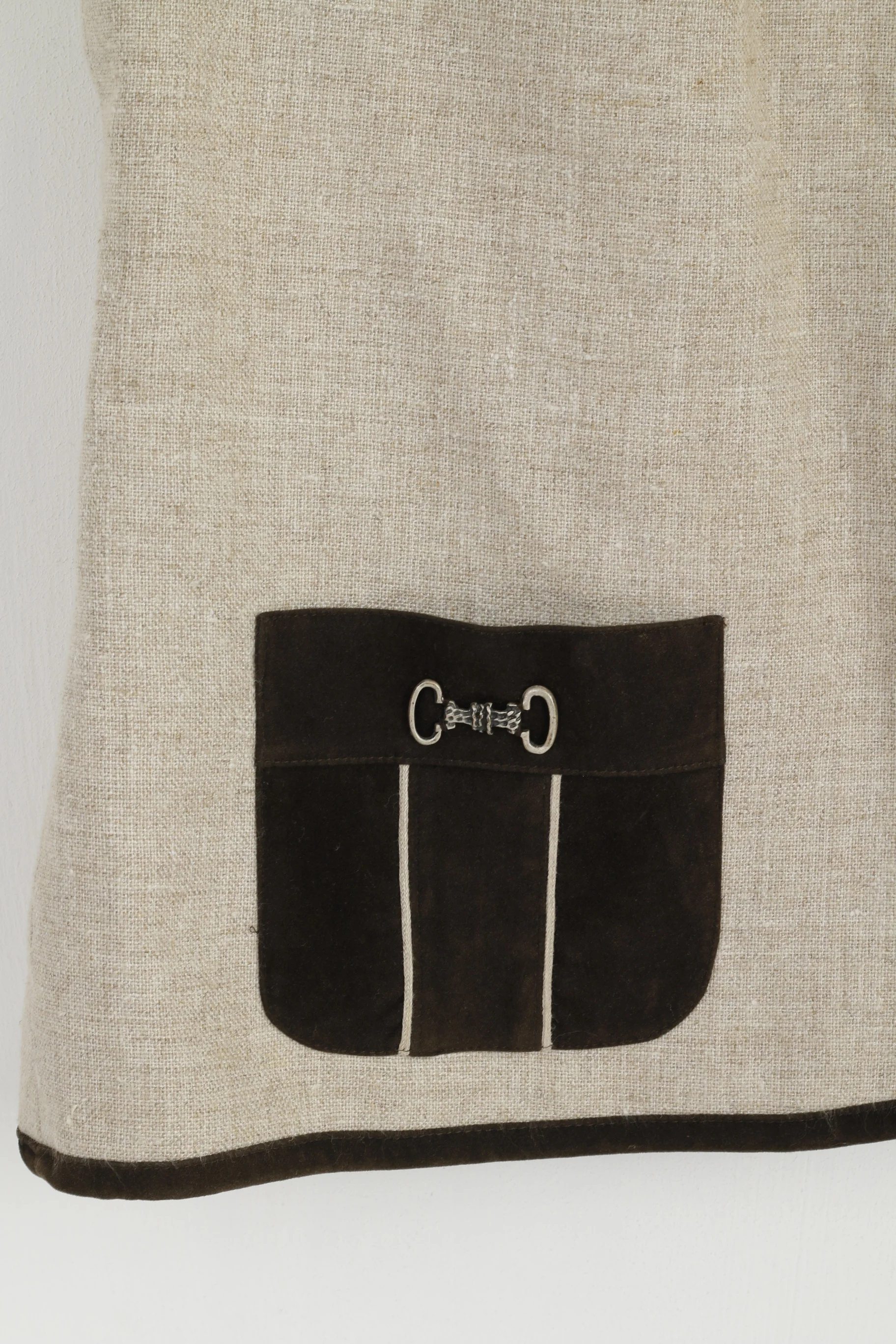 C&A Your Sixth Sense Women 22 48 Waistcoat Brown Linen Tyrol Trachten Vest - Image 3